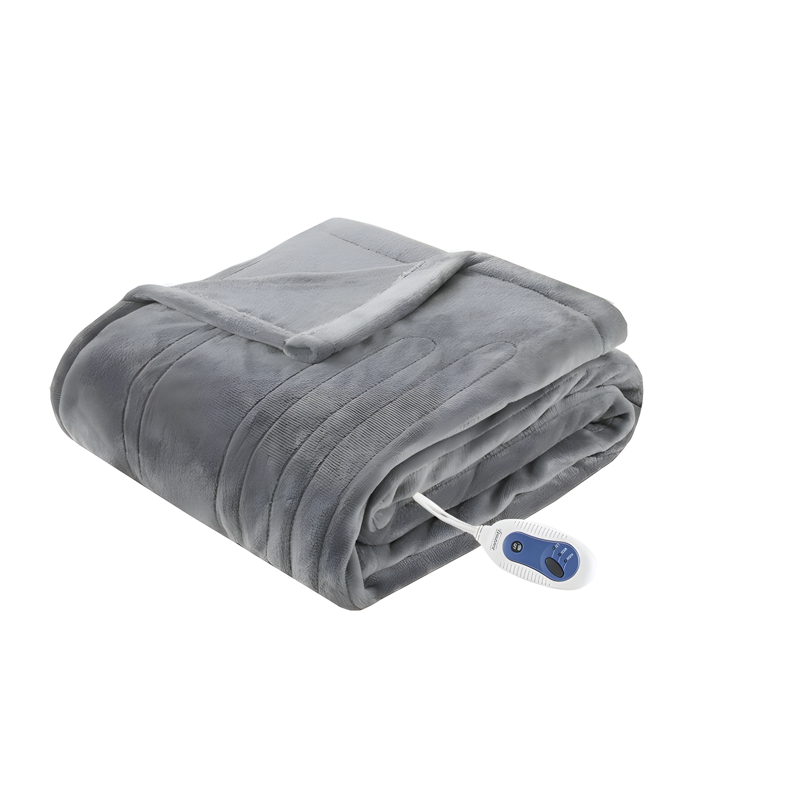 Gray Electric Knitted Plush Heated Blanket, 60" x 70"