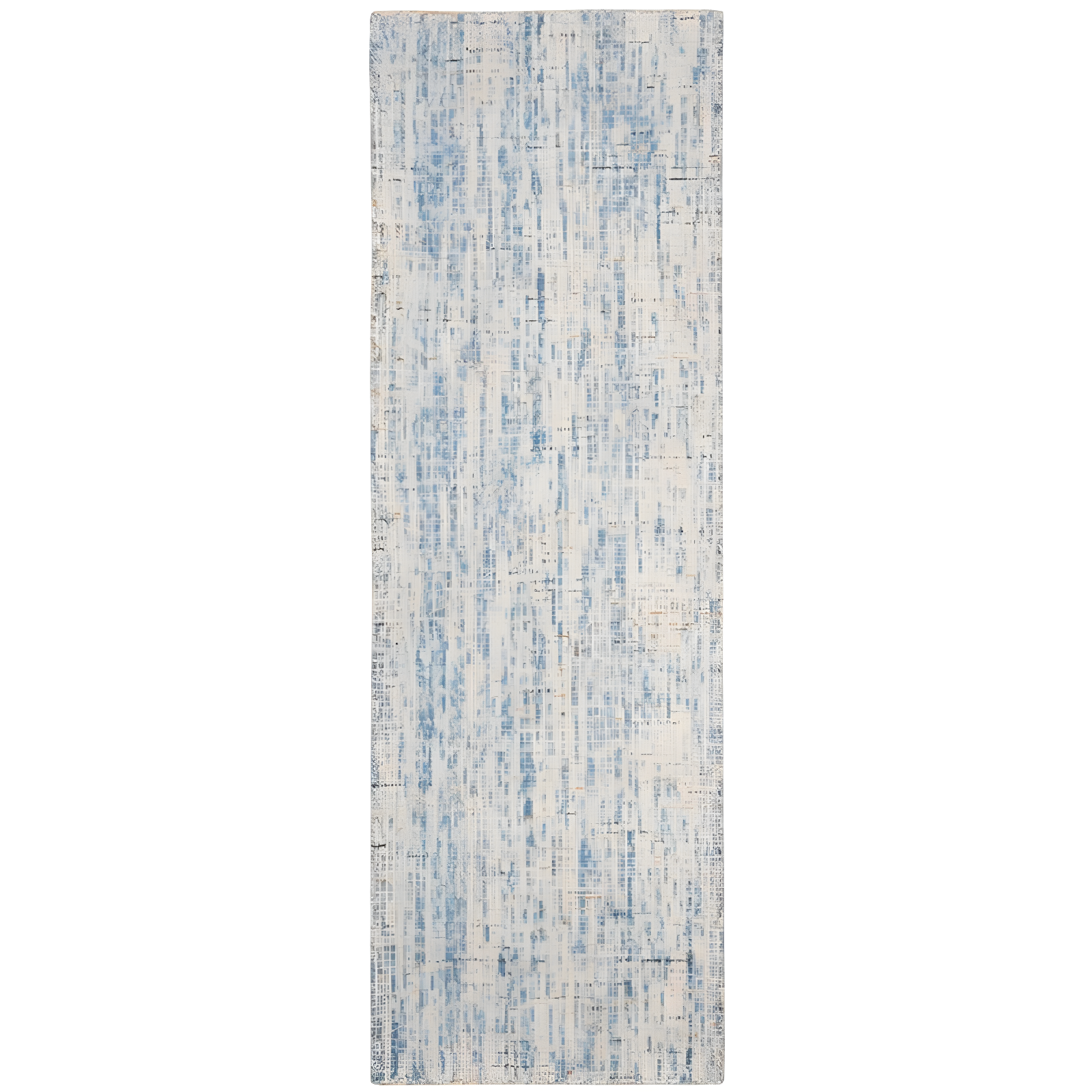 Elysian Dark Blue and Rust Abstract Wool Round Rug, Handmade 2' x 3'