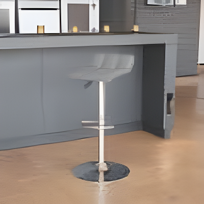 Contemporary Gray Vinyl Swivel Adjustable Backless Barstool