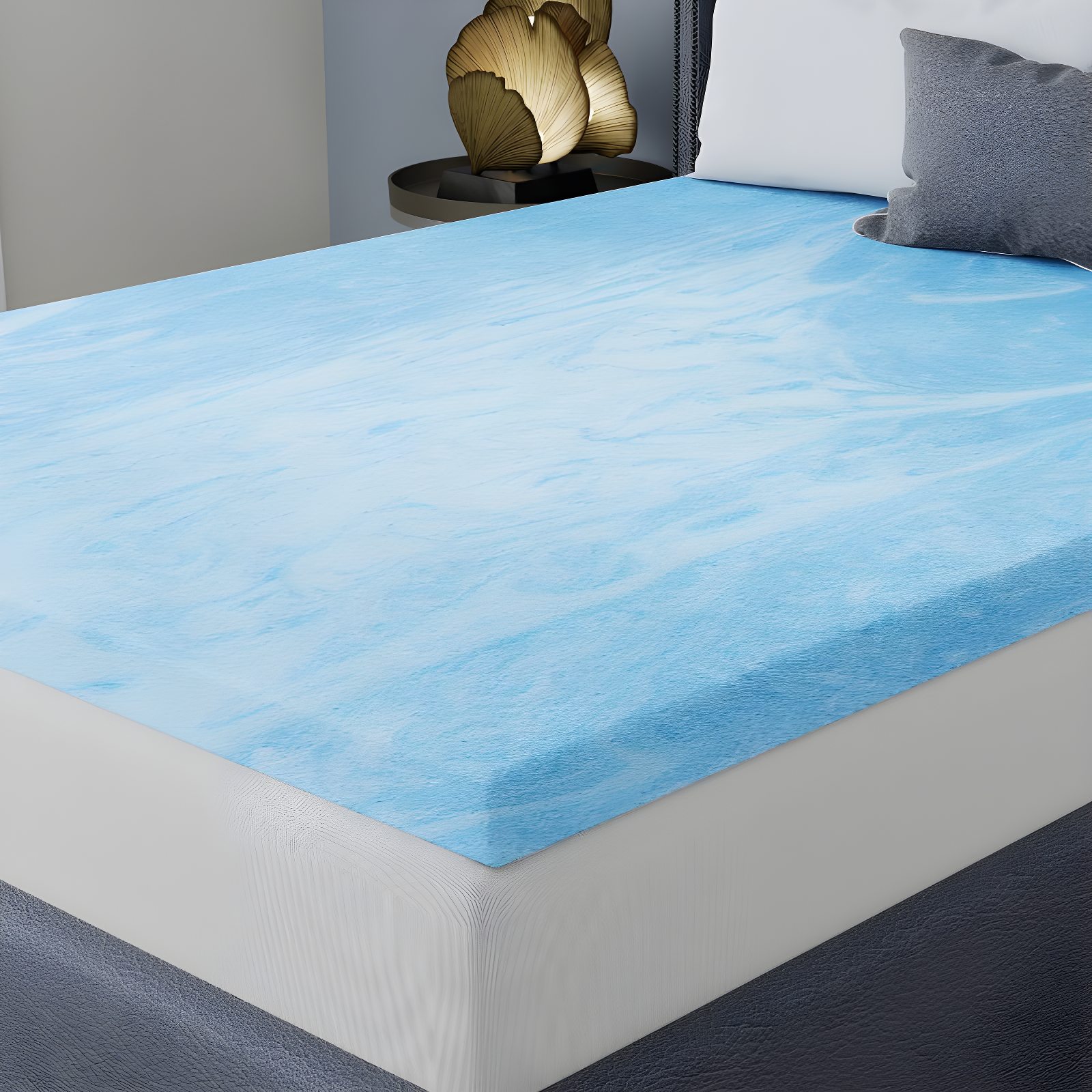 Twin Blue Gel Swirl Memory Foam Mattress Topper