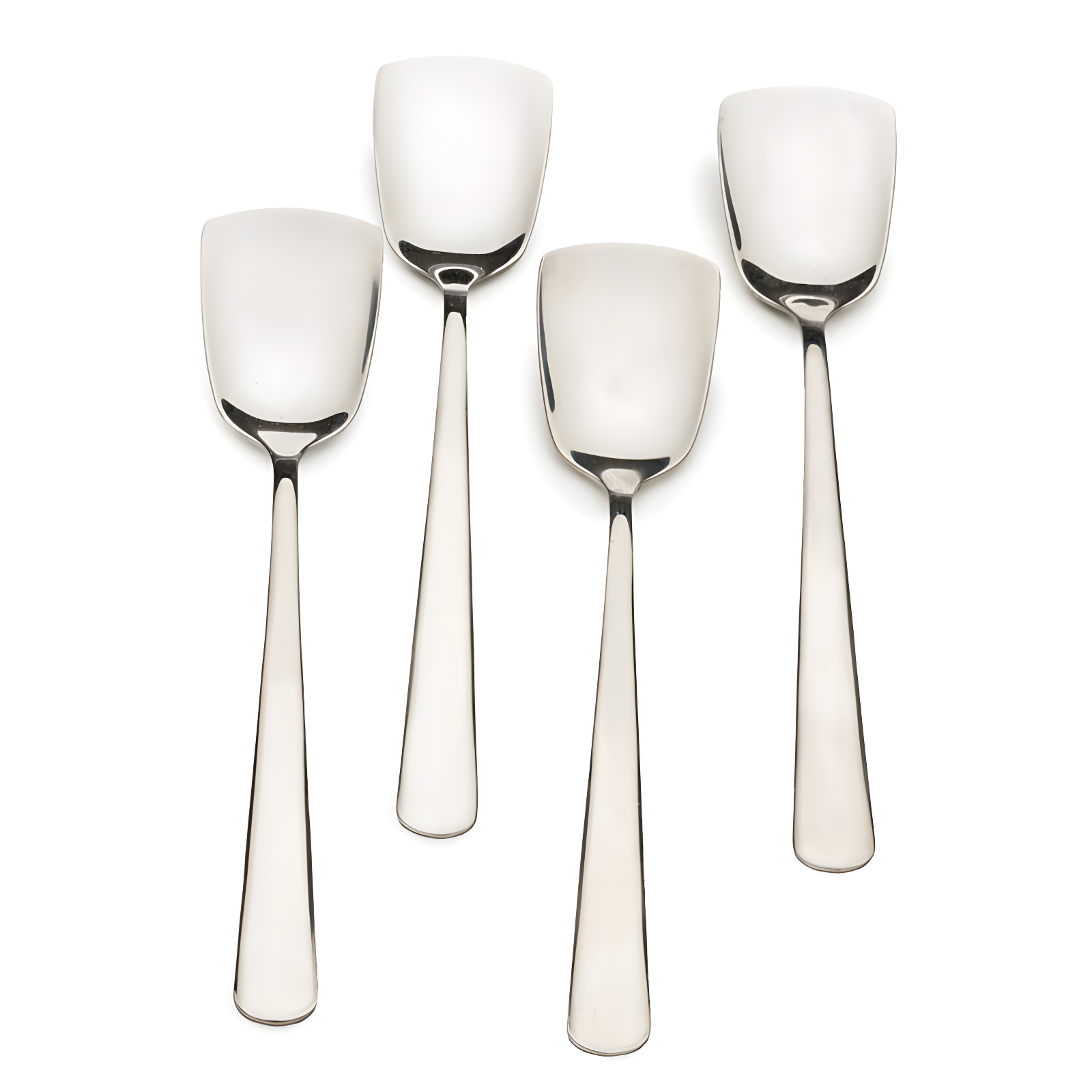 Elegant Silver Stainless Steel Ice Cream Spoons Set of 4