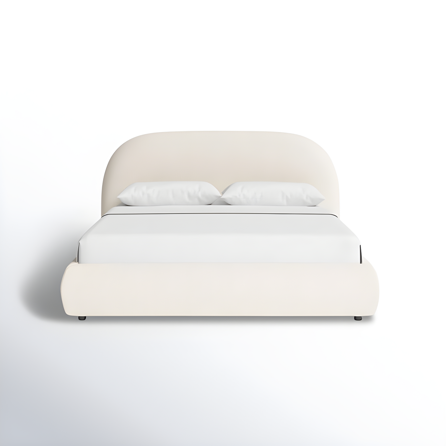 Crema White Upholstered Queen Bed with Wood Frame