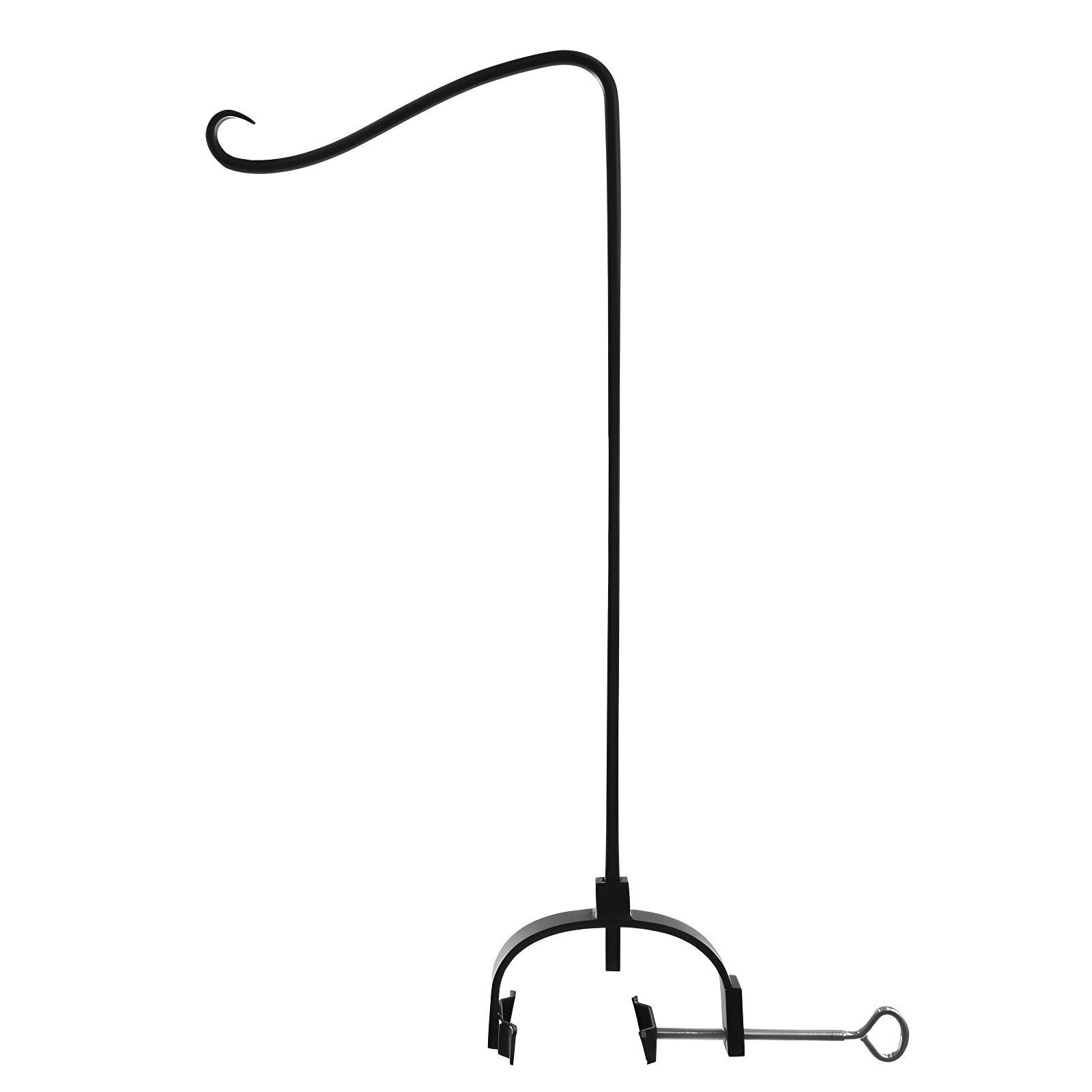 Wrought Iron Shepherd's Hook with Over Railing Bracket