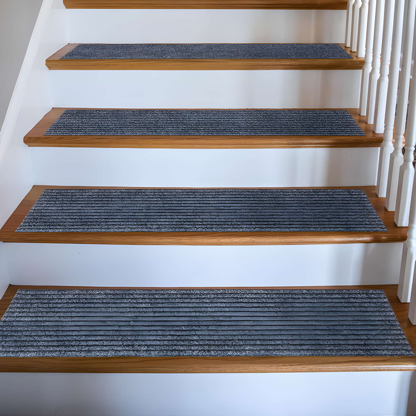 Gray Non-Slip Rubberback Indoor Stair Treads Set of 14