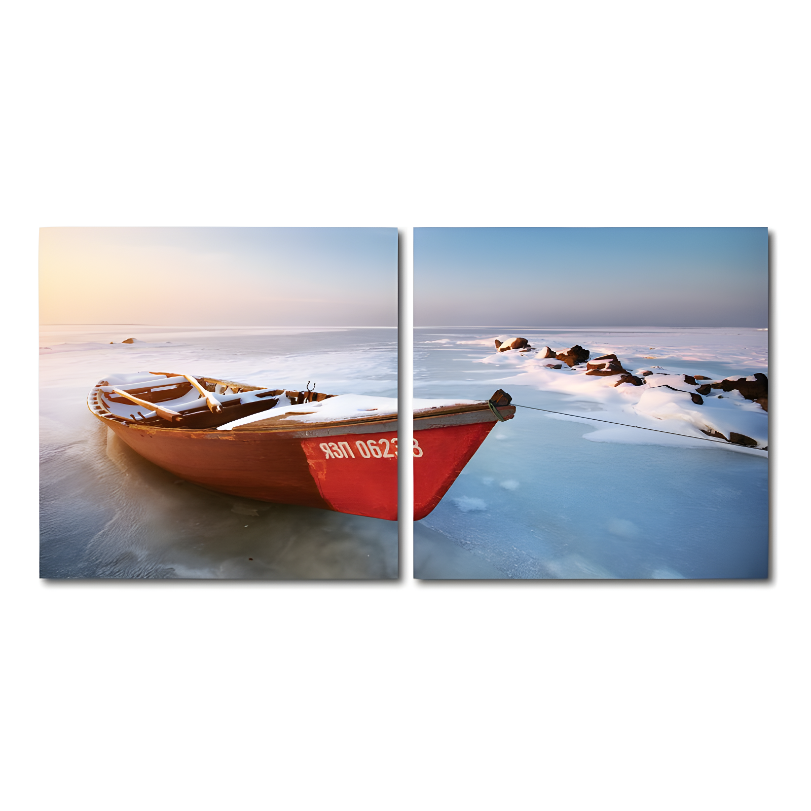 Seasonal Seashore Multicolor Vinyl Canvas Diptych