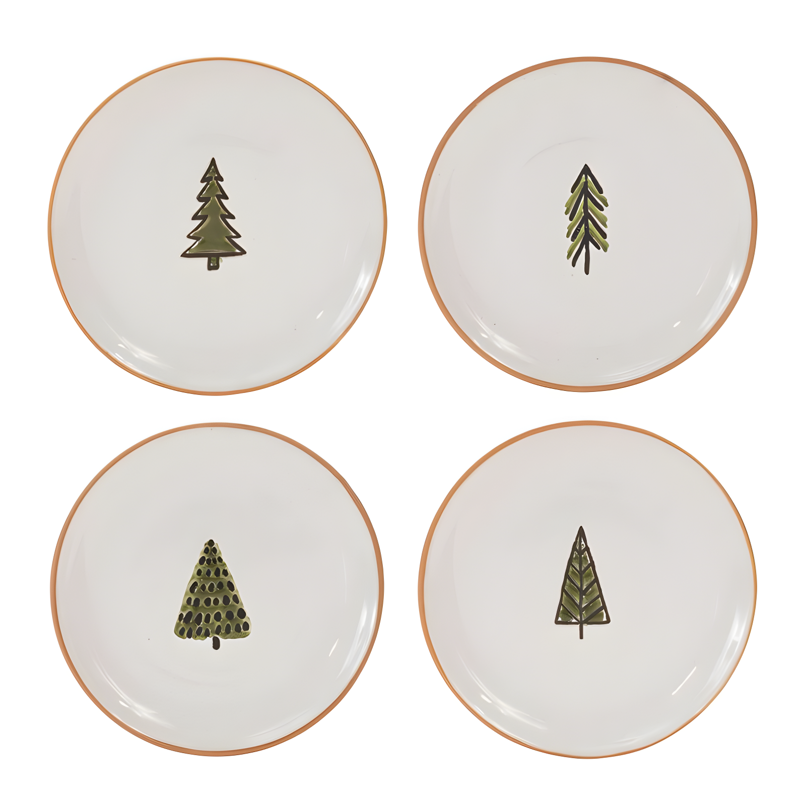 Melrose Ceramic Pine Tree Holiday Plates Set of 4