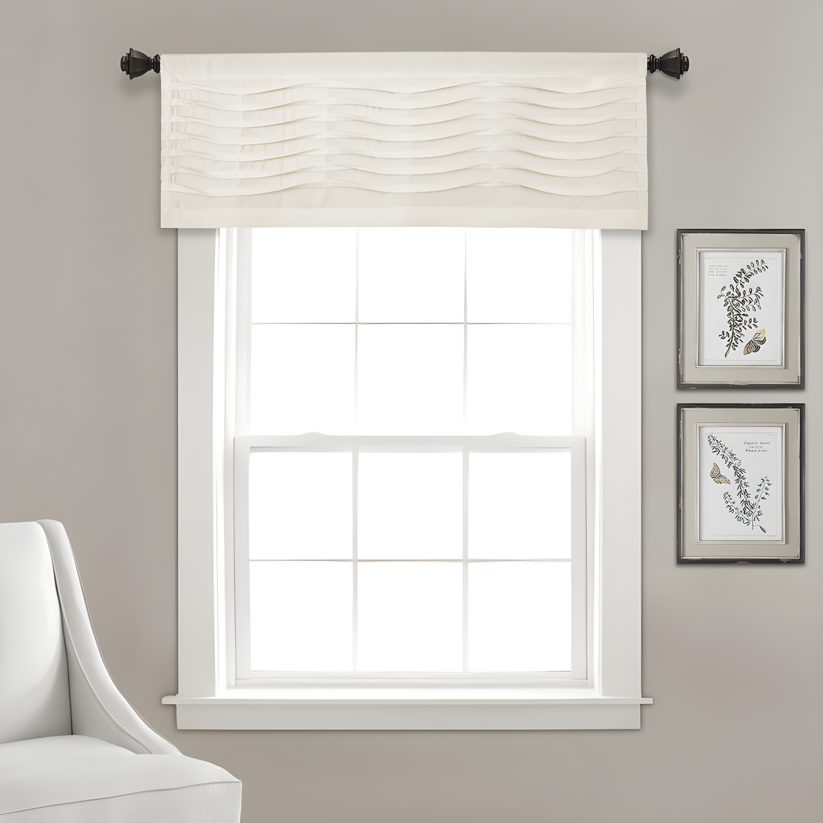 Cream Wave Texture Polyester Rod Pocket Valance