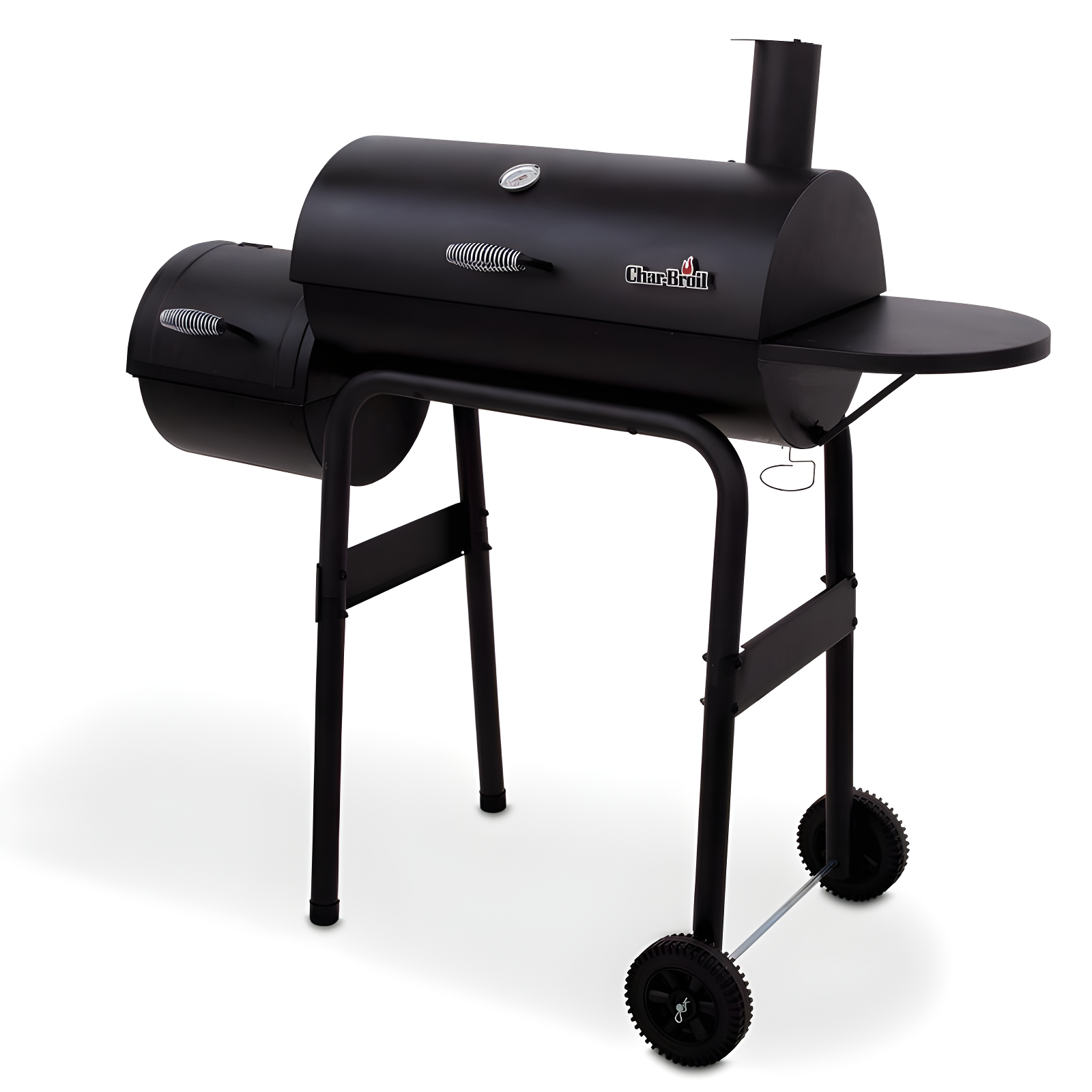 American Gourmet Black Steel Charcoal Offset Smoker with Wheels