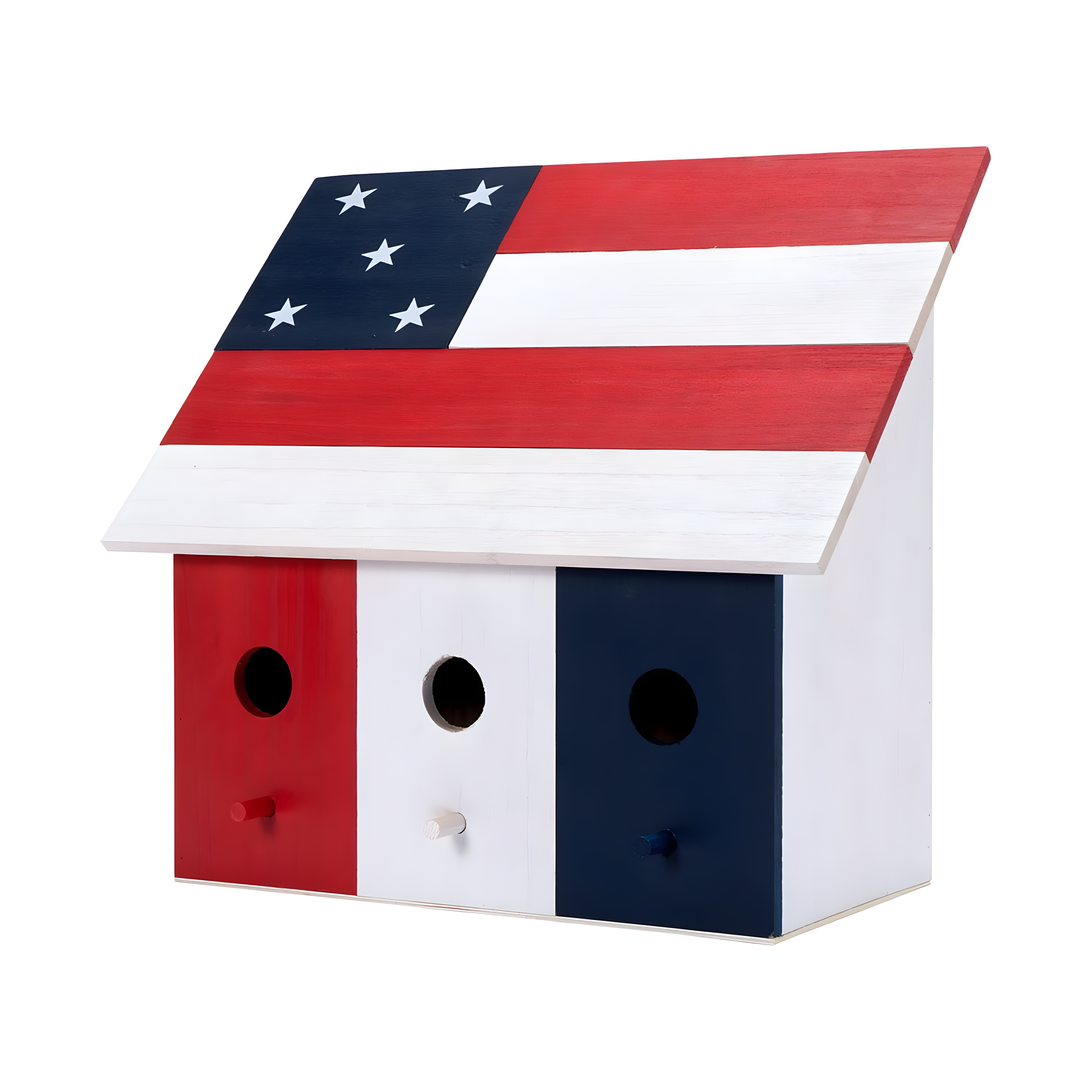 14" Americana Red White and Blue Wood Birdhouse