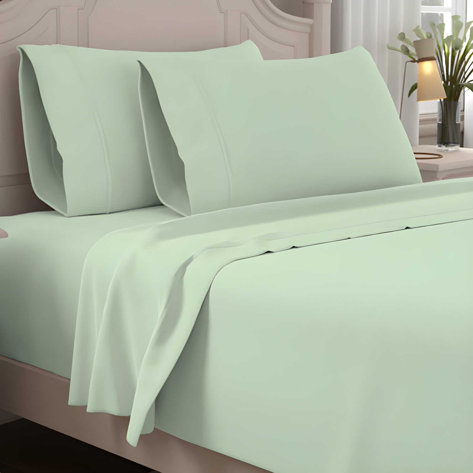 Twin Sage Organic Cotton Percale Deep Pocket Sheet Set