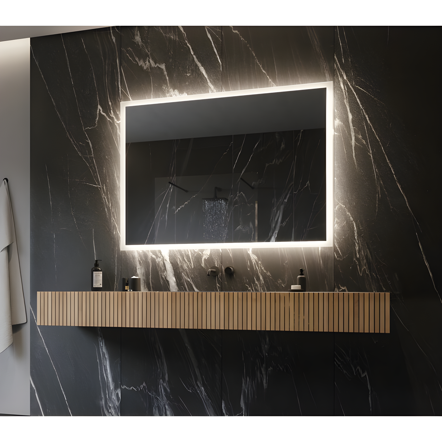 Sleek Rectangular Frameless LED Bathroom Vanity Mirror 54"