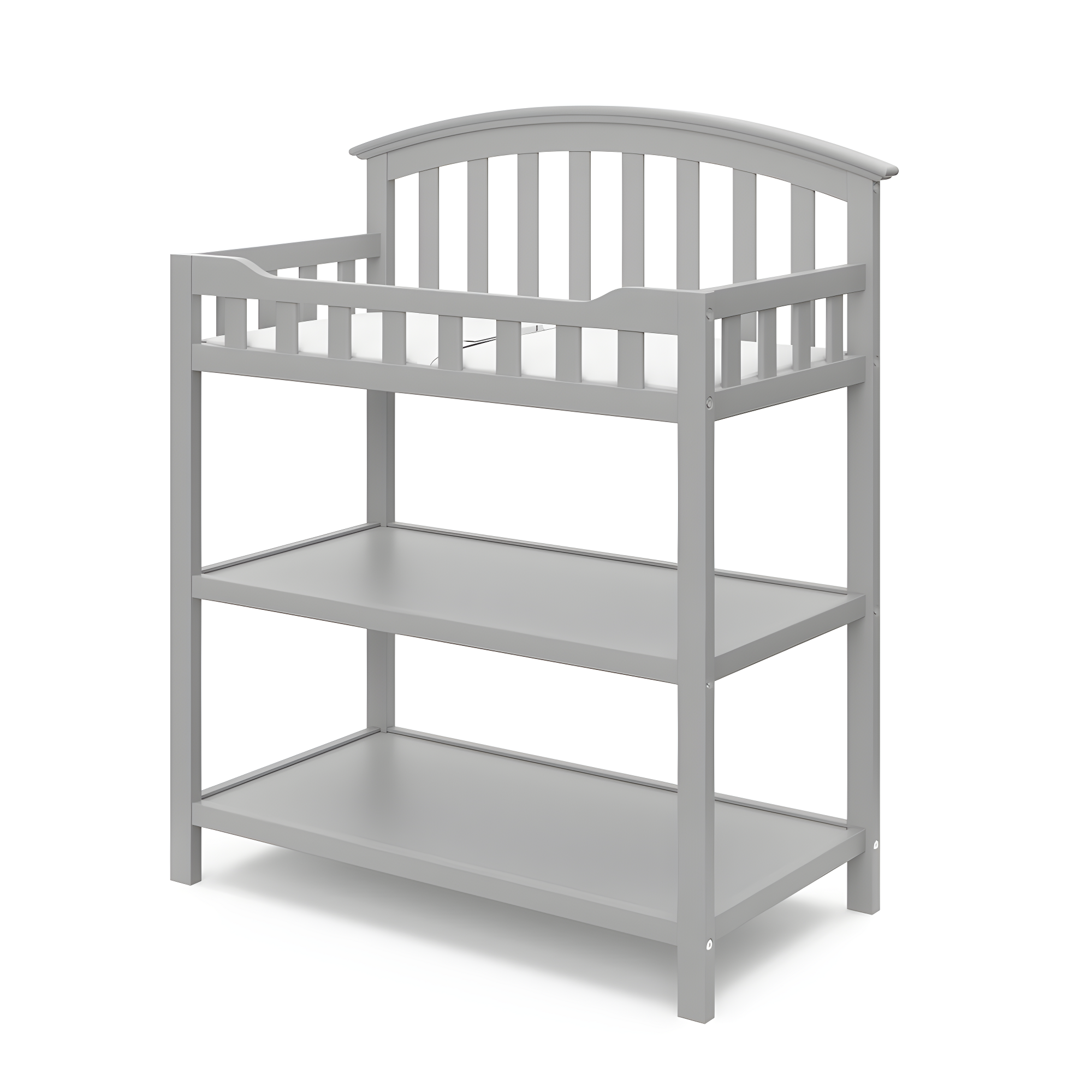 Pebble Gray Wooden Infant Changing Table with Safety Strap