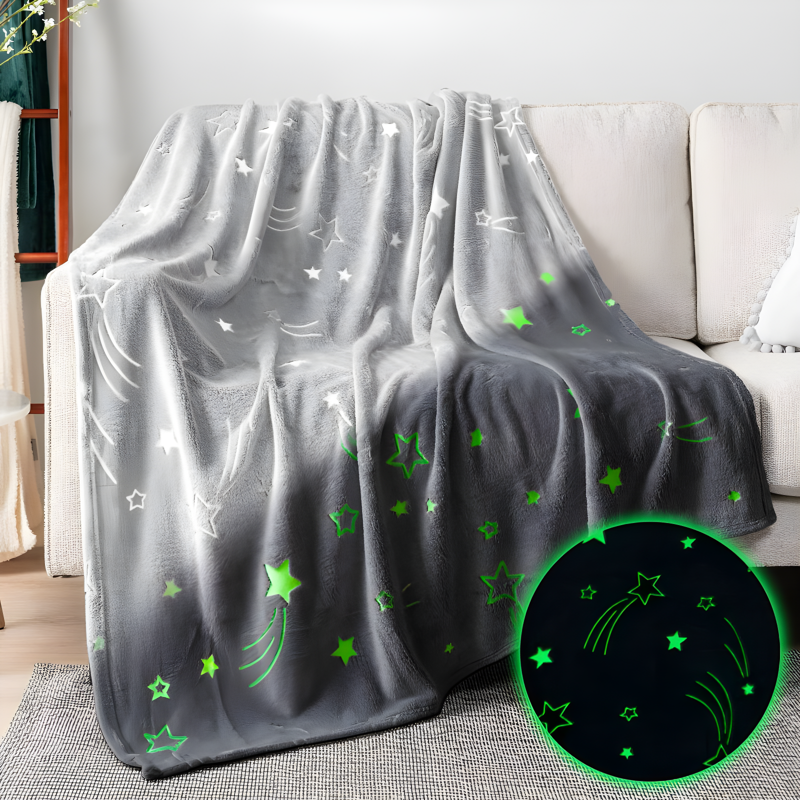 Glow in the Dark Shooting Star Fleece Blanket for Kids