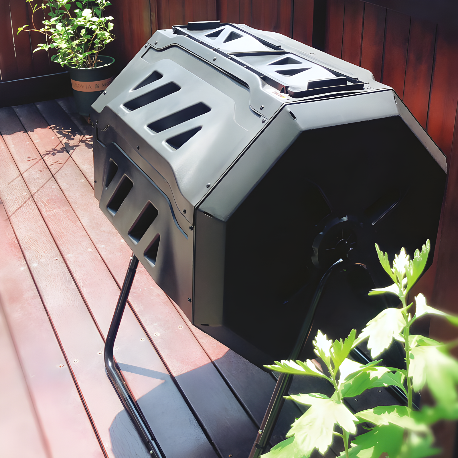 Black Dual Chamber 42 Gallon Outdoor Tumbling Composter