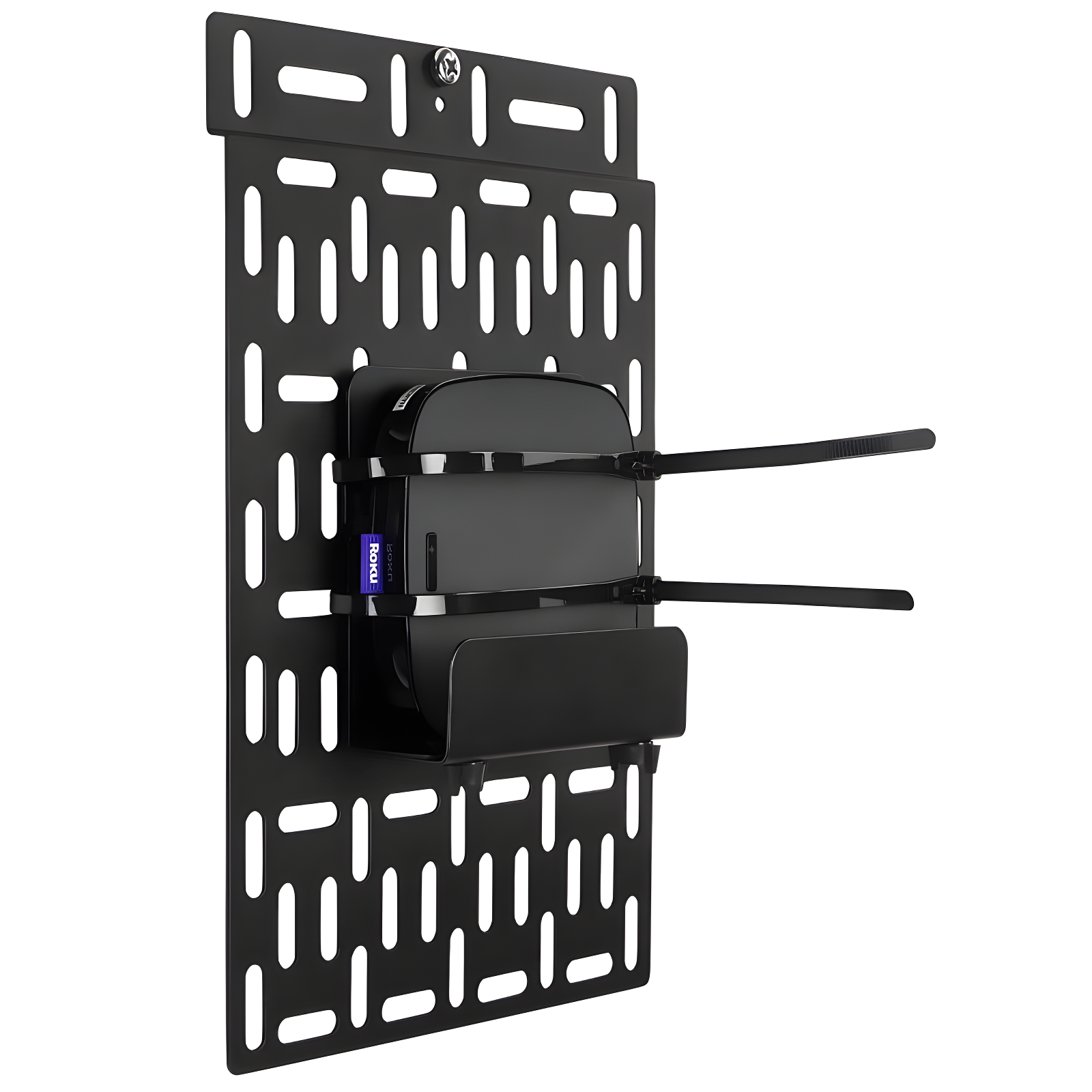 Adjustable Black Steel Wall Mount for Streaming Devices and Routers