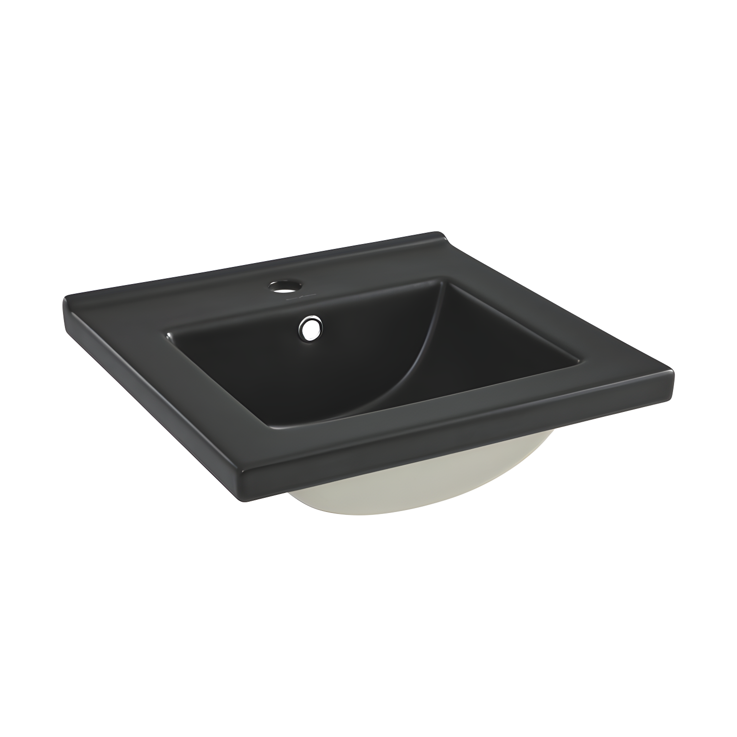 18" Matte Black Ceramic Square Vanity Sink Top