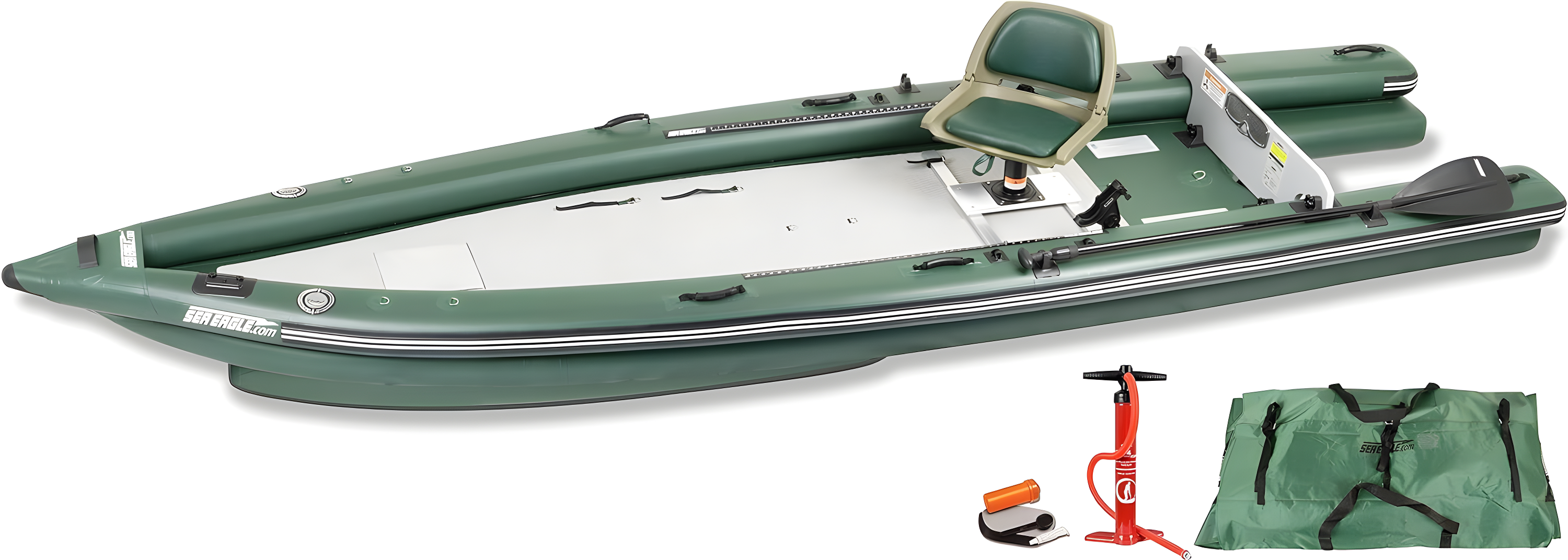 Sea Eagle 16' Green Inflatable Fishing Boat with Swivel Seat