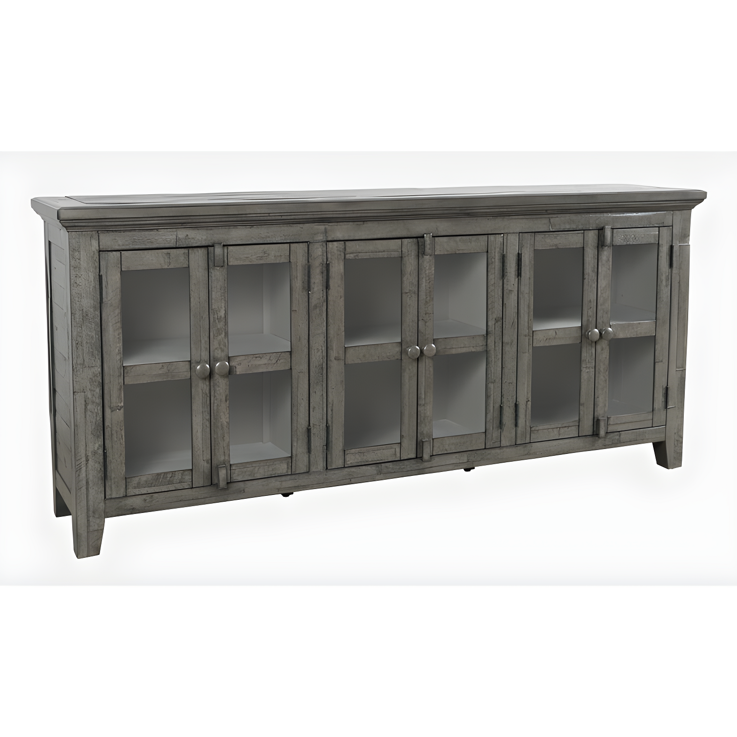 70'' Stone Acacia Solid Wood Sideboard with Glass Doors