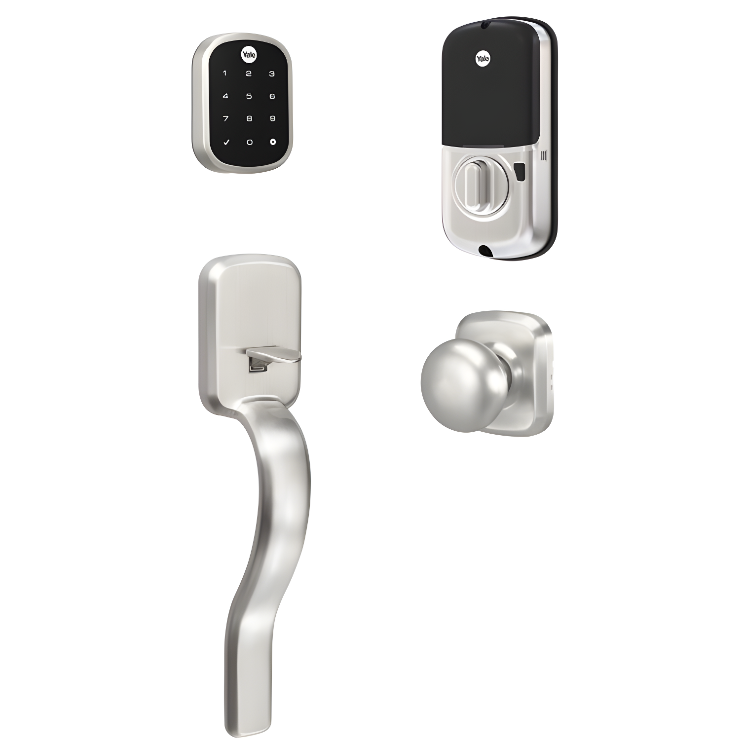 Satin Nickel Smart Deadbolt with Ridgefield Handle