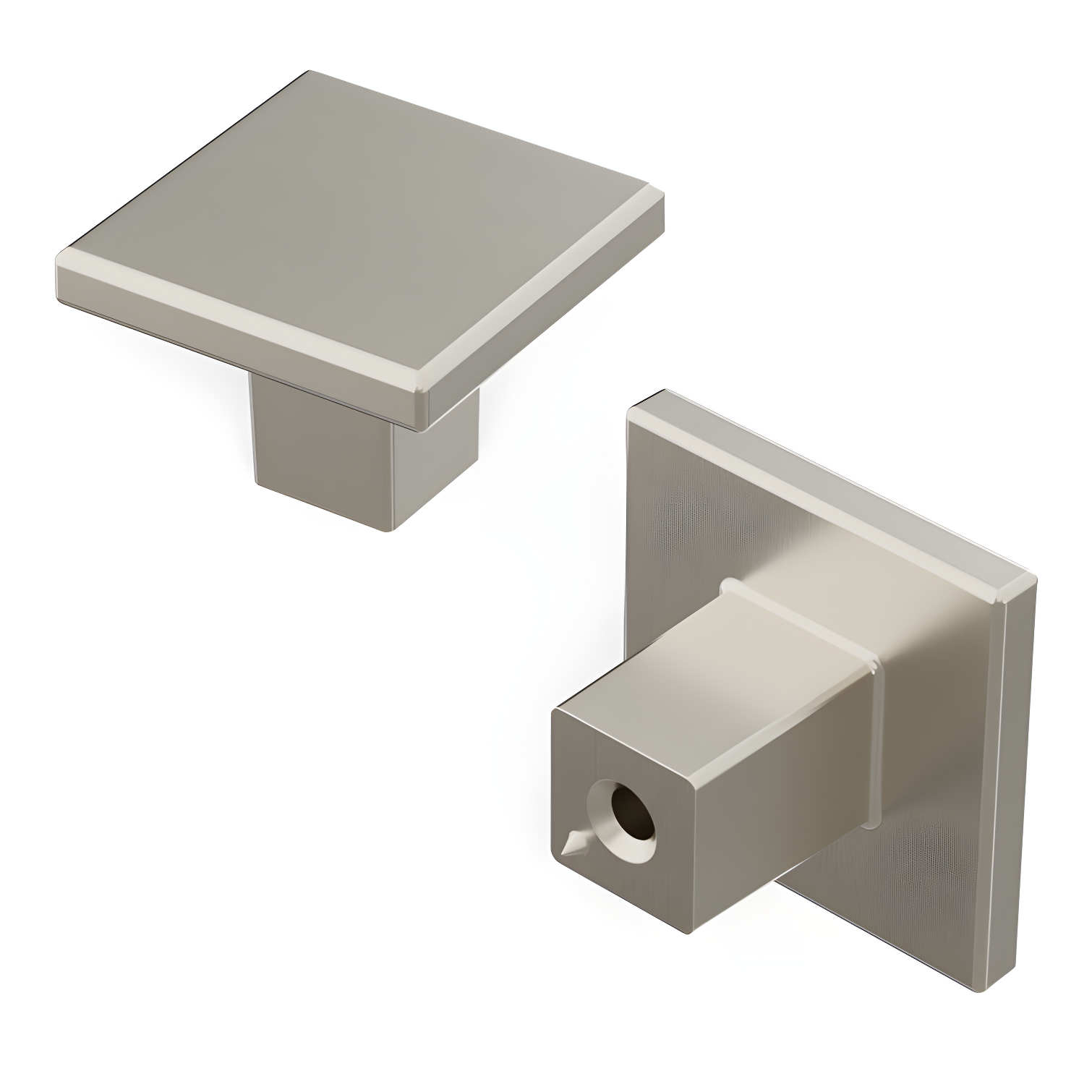 Satin Nickel Square Modern Cabinet Knobs with Mounting Hardware