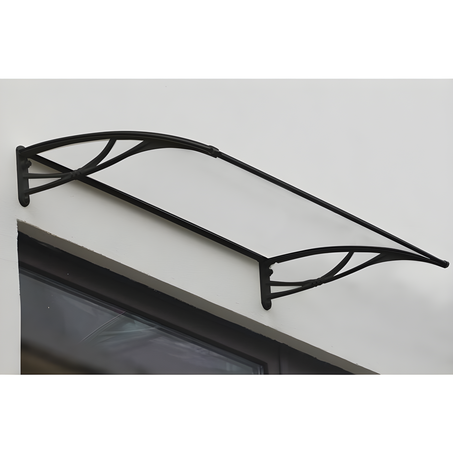 Advaning Clear Polycarbonate Door Awning with Black Brackets