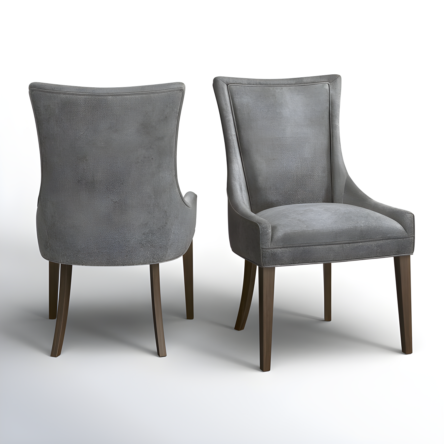 Dark Gray Upholstered High Back Side Chair Set