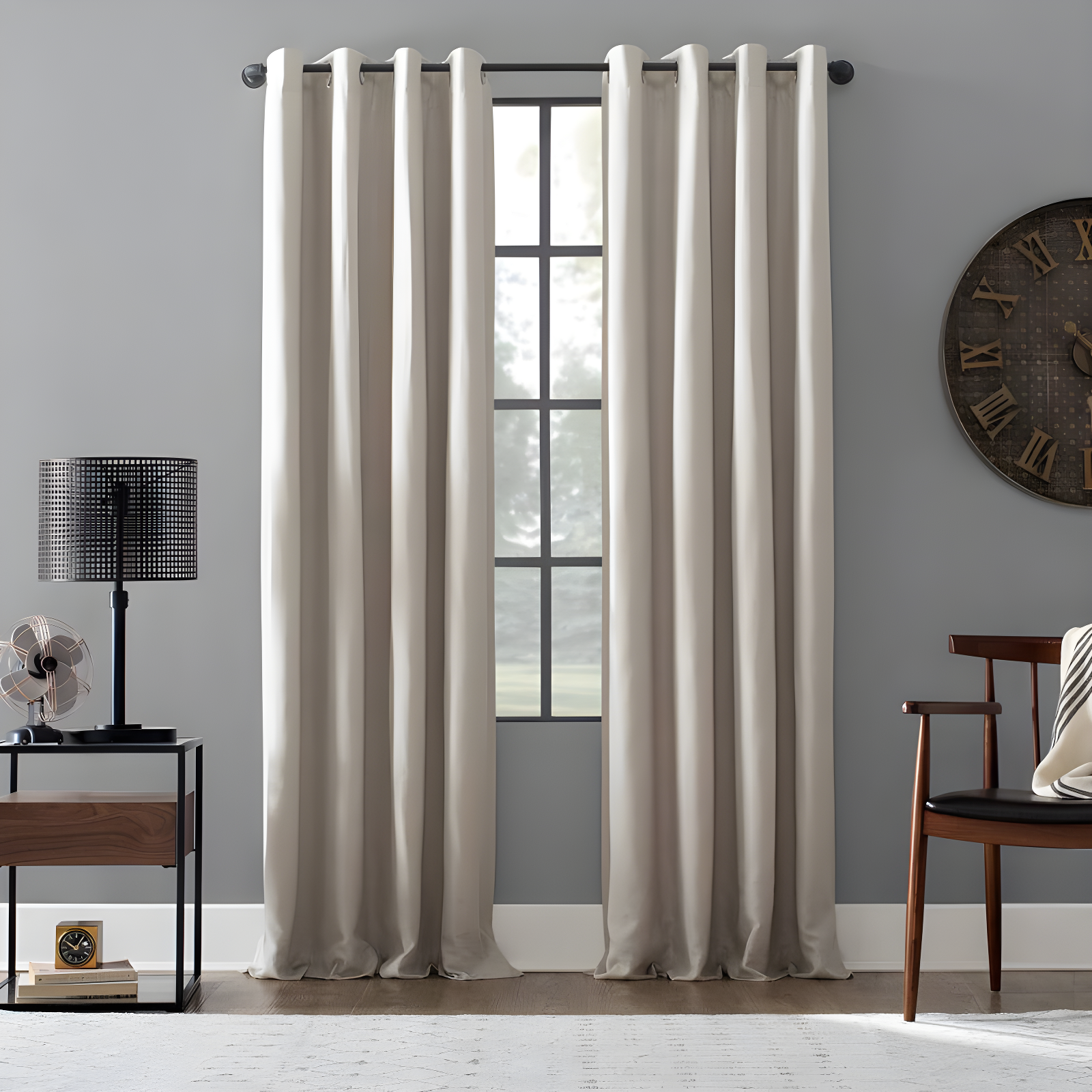 Pearl Greige Blackout Linen Blend Grommet Drapes