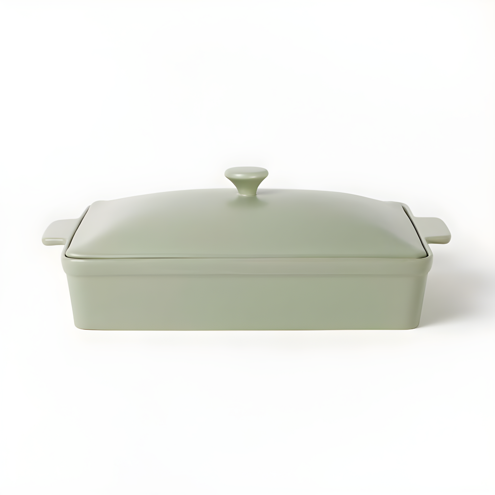 4-Quart Green Stoneware Rectangular Baking Dish with Lid