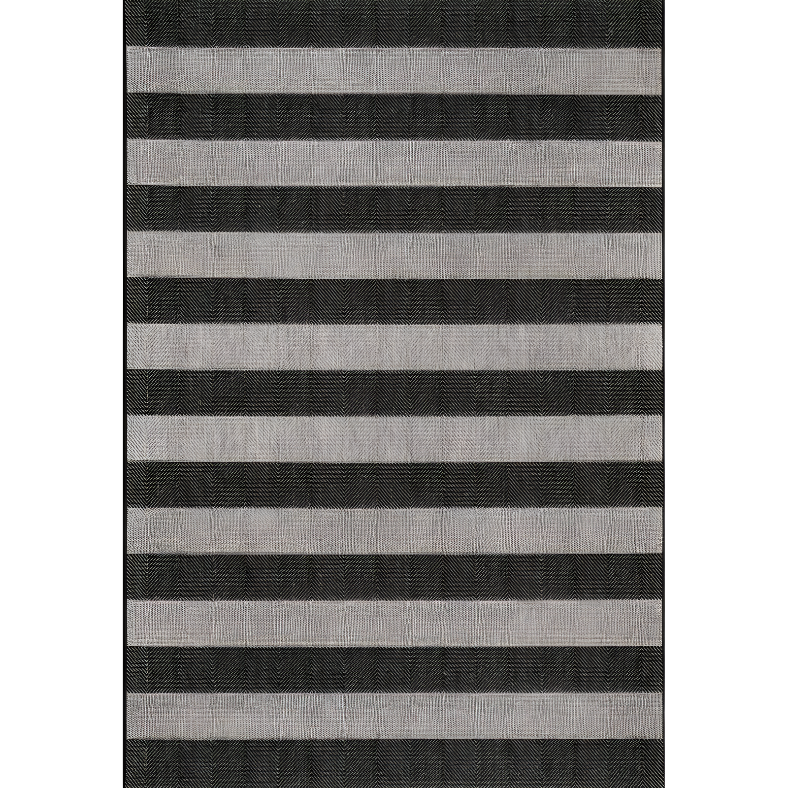 Reversible Black Stripe Synthetic 6'3" x 9'2" Outdoor Rug