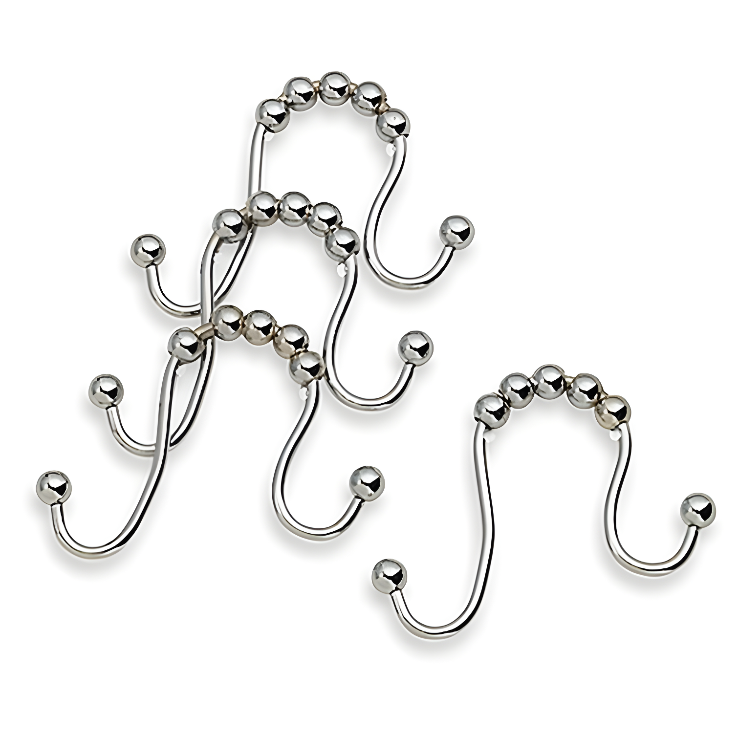 Chrome Double Roller Shower Curtain Hooks