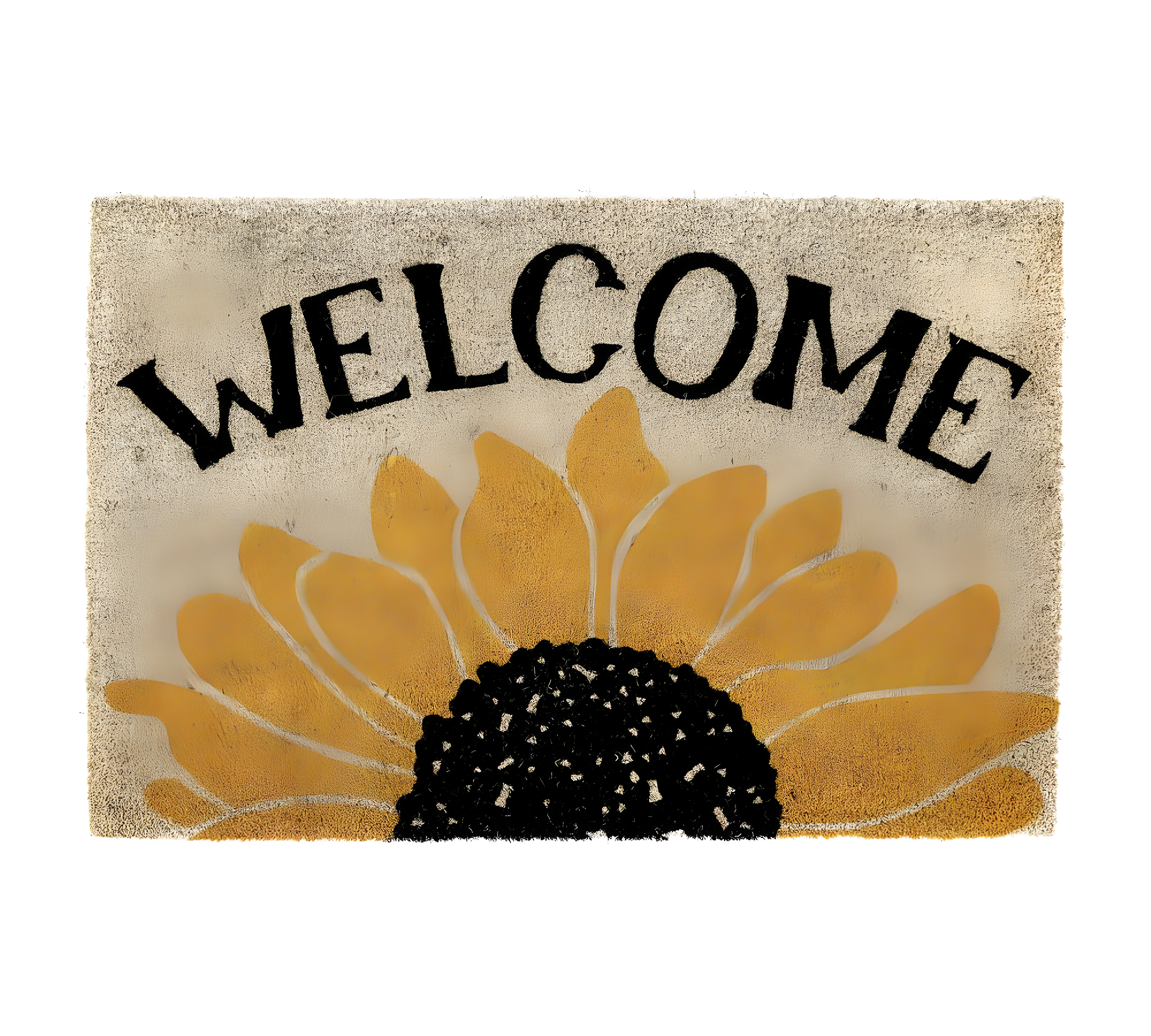 Contemporary Sunflower 36"x24" Black and Gold Coir Outdoor Doormat