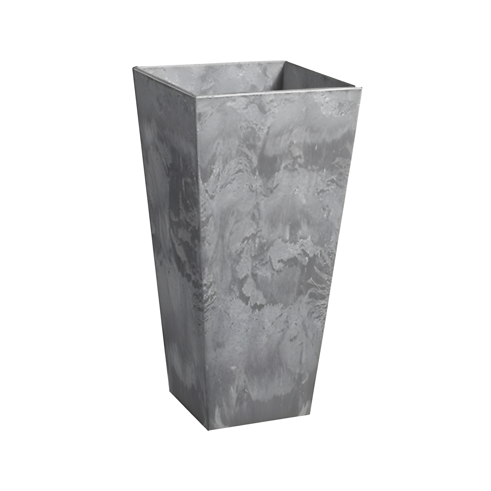 Gray Tall Square Resin and Stone Indoor Planter