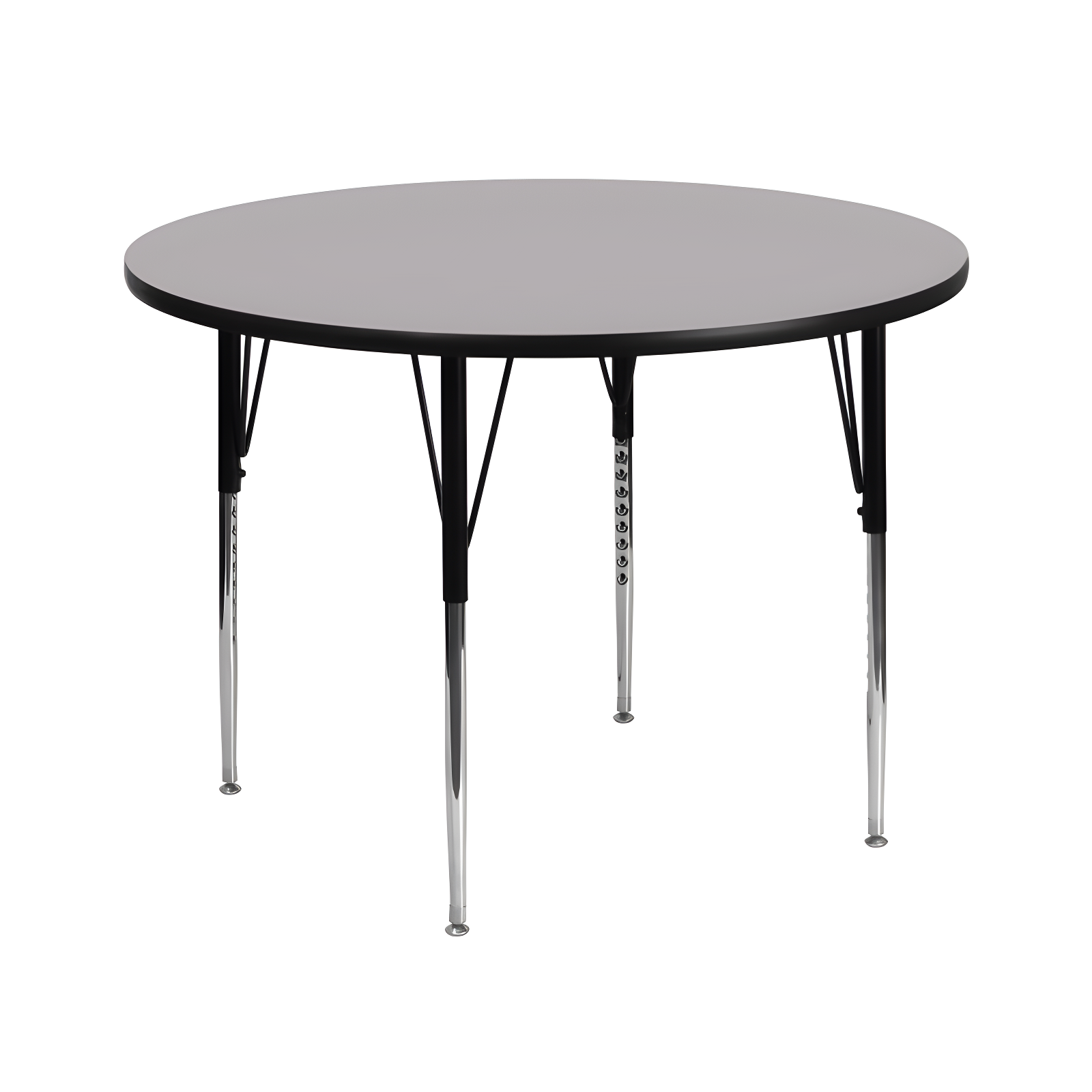 Gray Round Laminate Activity Table with Adjustable Chrome Legs