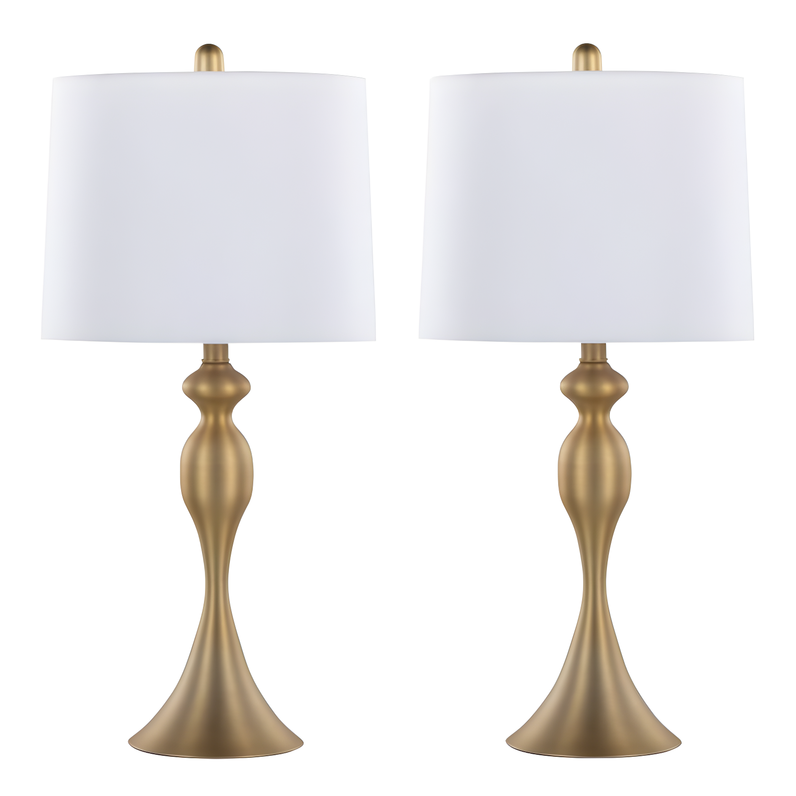 Ashland 27" White Linen Metal Table Lamp Set