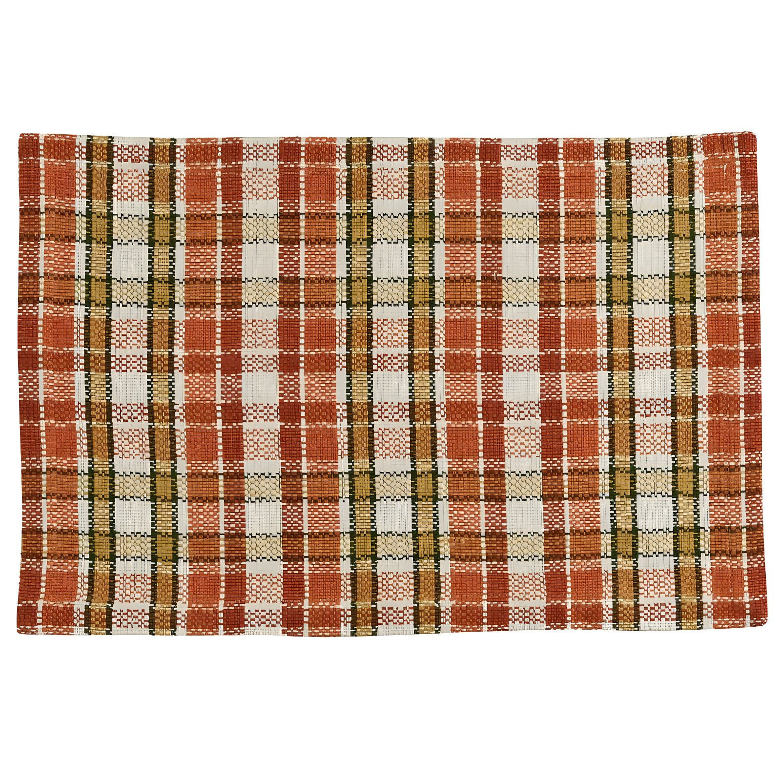 Orange Plaid Fall Fabric Placemat Set of 4