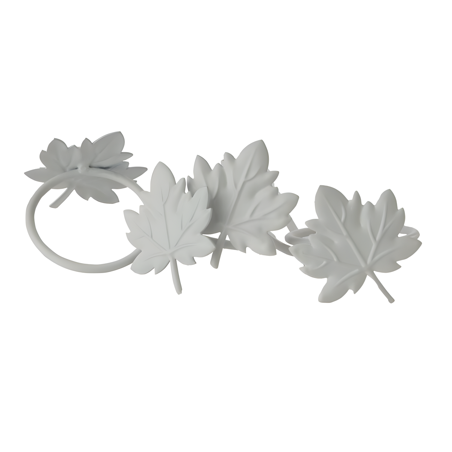 Polished White Leaf Metal Napkin Ring Set, 4-Pack