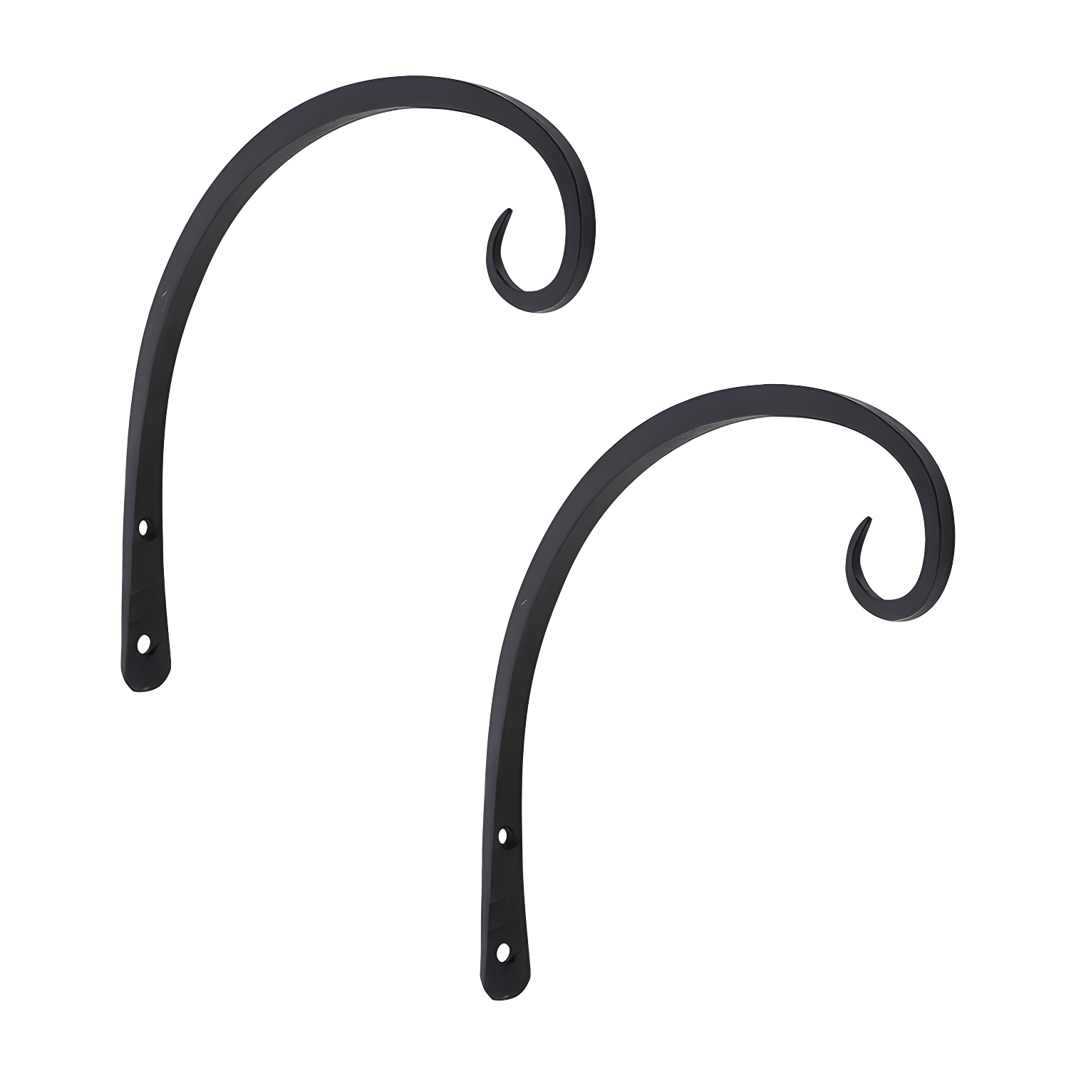 Black Wrought Iron 10" Curled Wall Bracket Set