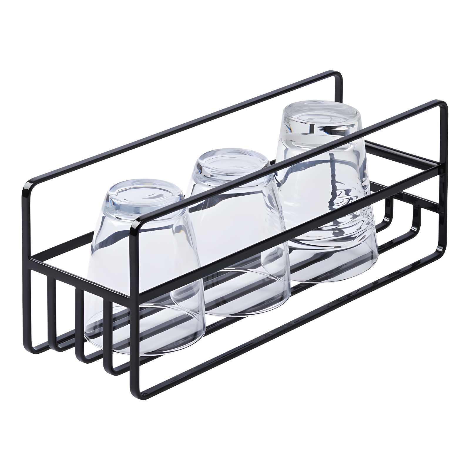 Black Steel Glass and Mug Cabinet Organizer