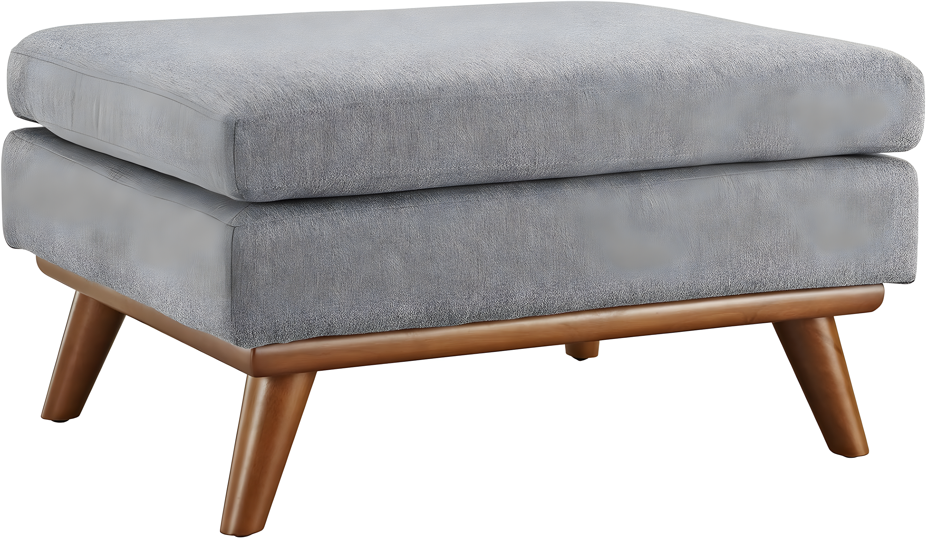 Expectation Gray Tufted Fabric Ottoman with Rubberwood Legs