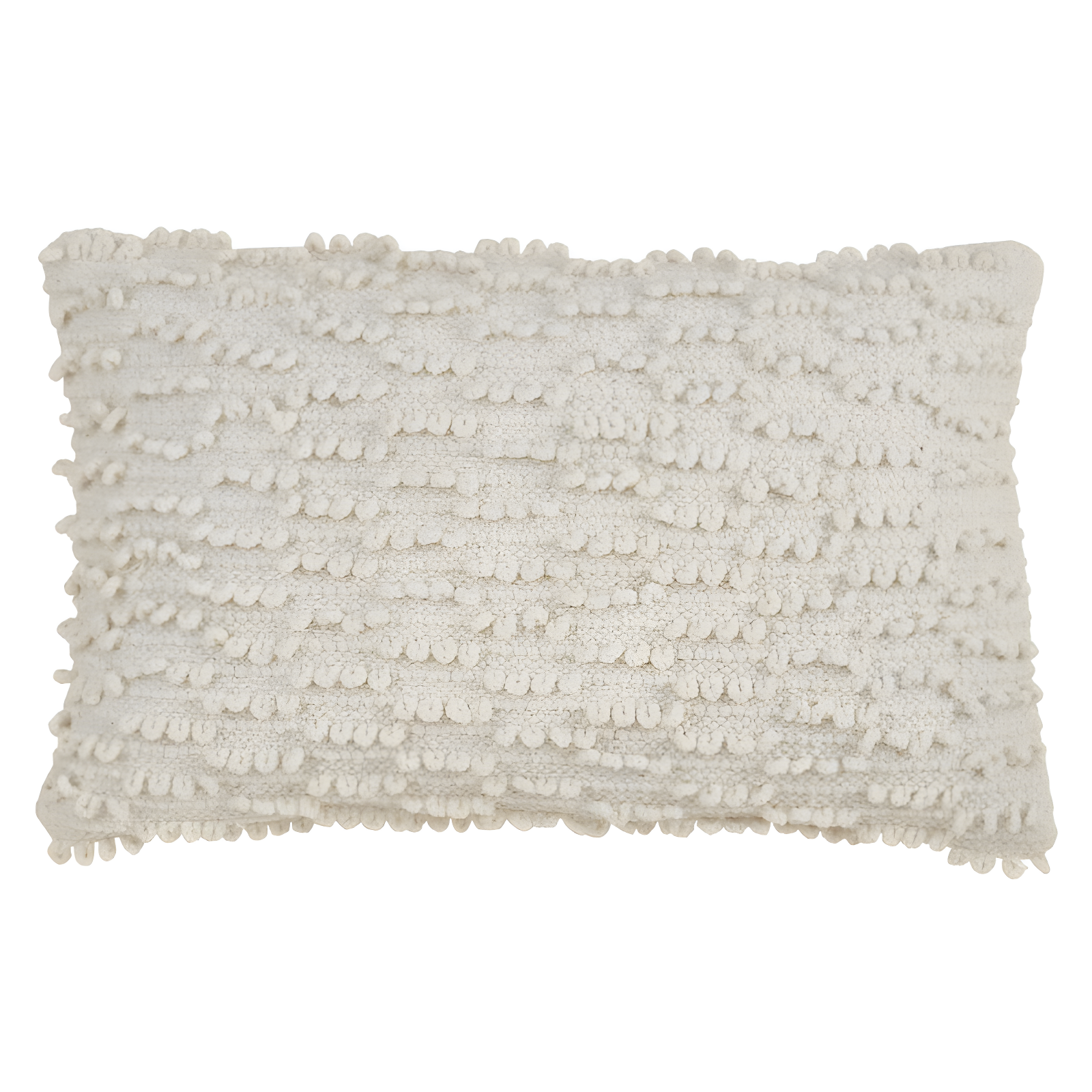 Ivory Rectangular Nubby Design Down Filled Throw Pillow