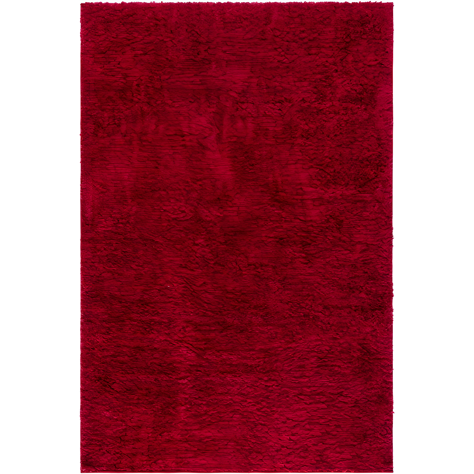 Luxe Comfort Red Shag 4' x 6' Hand-Knotted Synthetic Area Rug