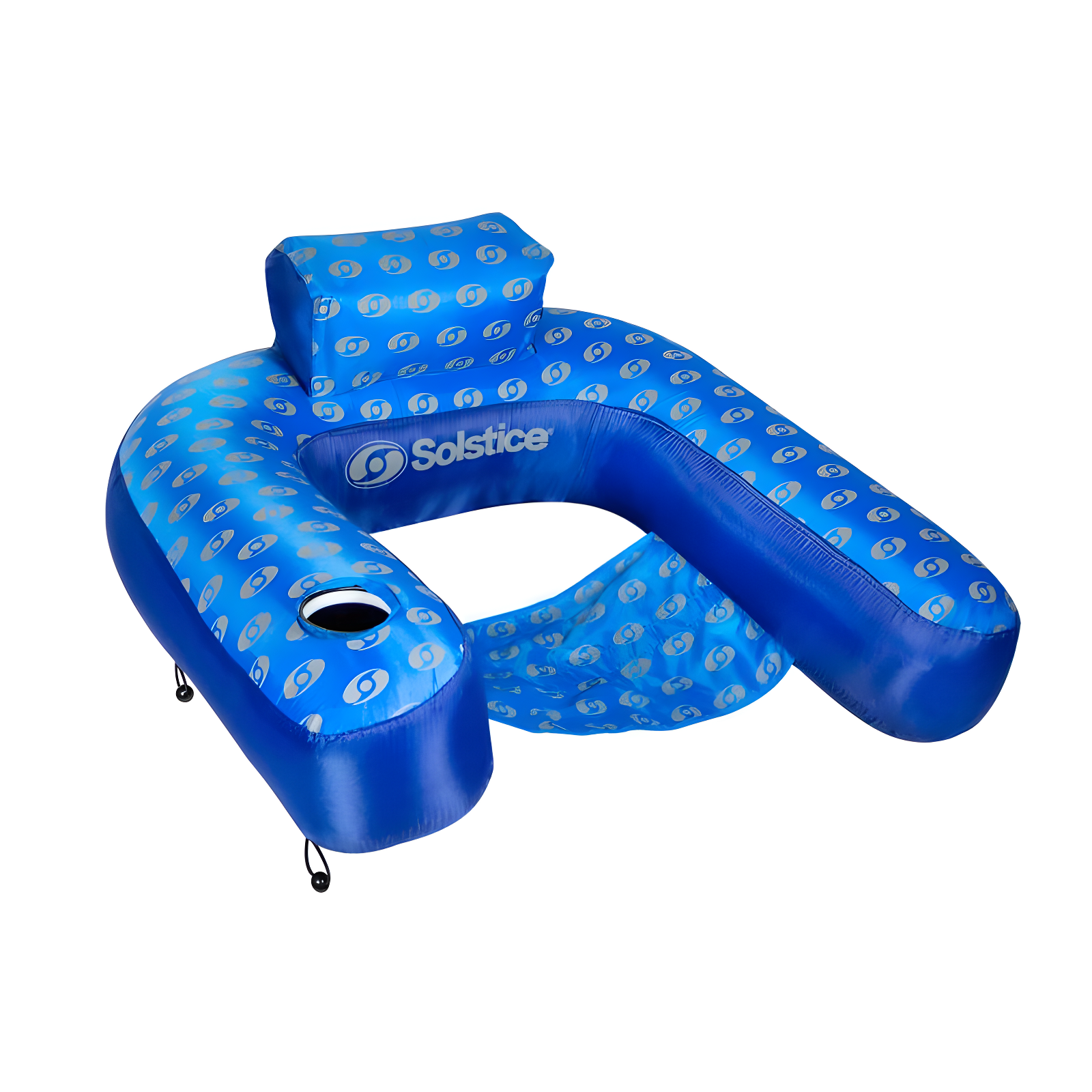 Extra-Large Blue Fabric Covered U-Seat Pool Lounger