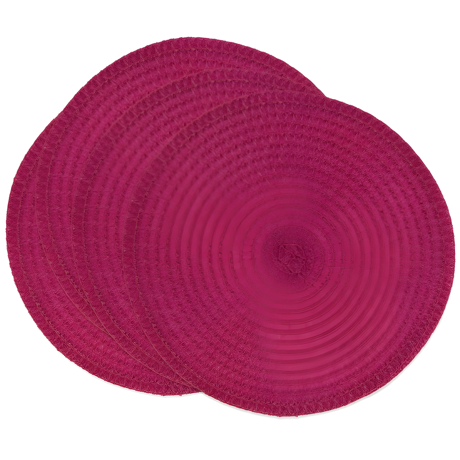 Fuchsia Round Woven Fabric Placemats Set of 4