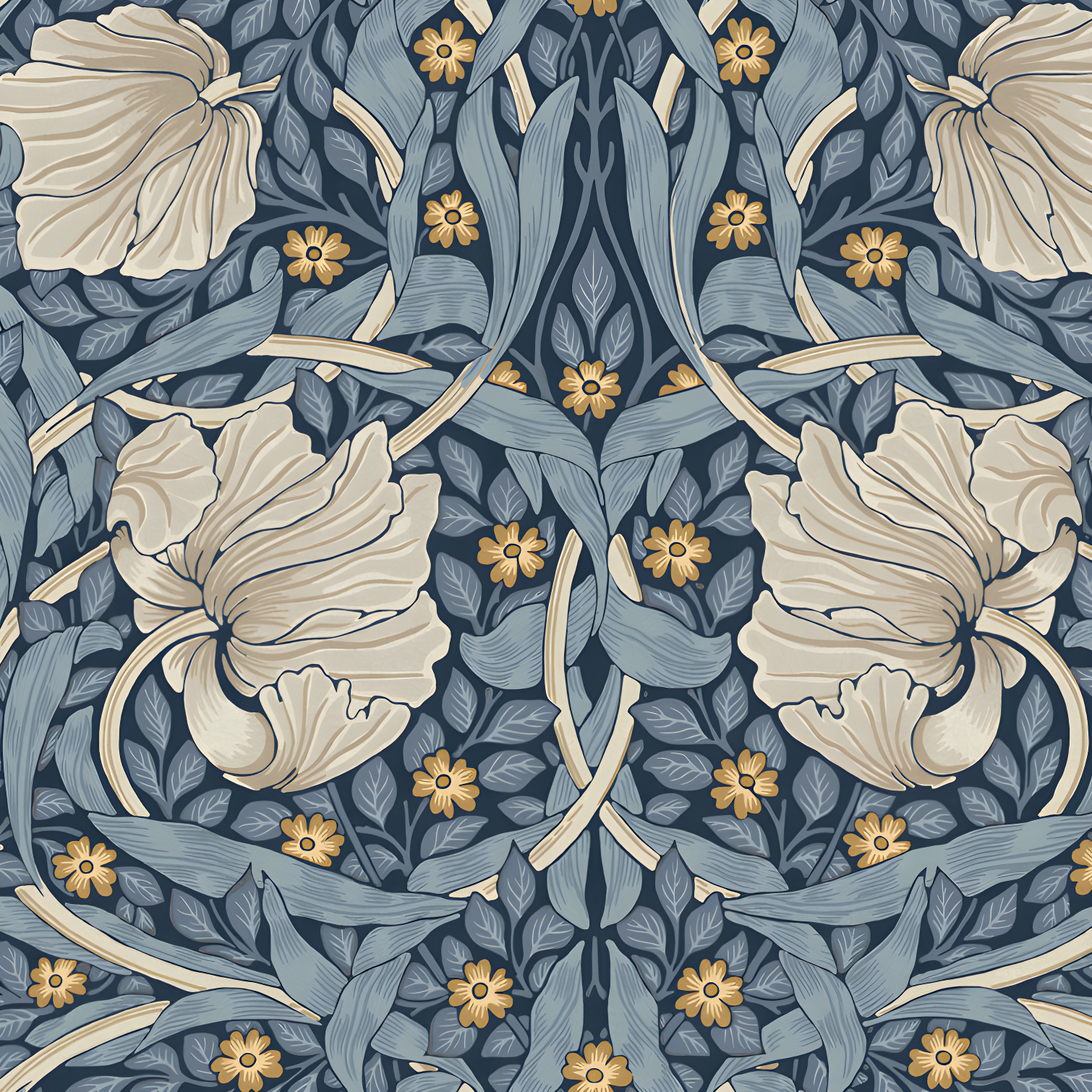 Pimpernel Blue Floral Non-Pasted Washable Wallpaper