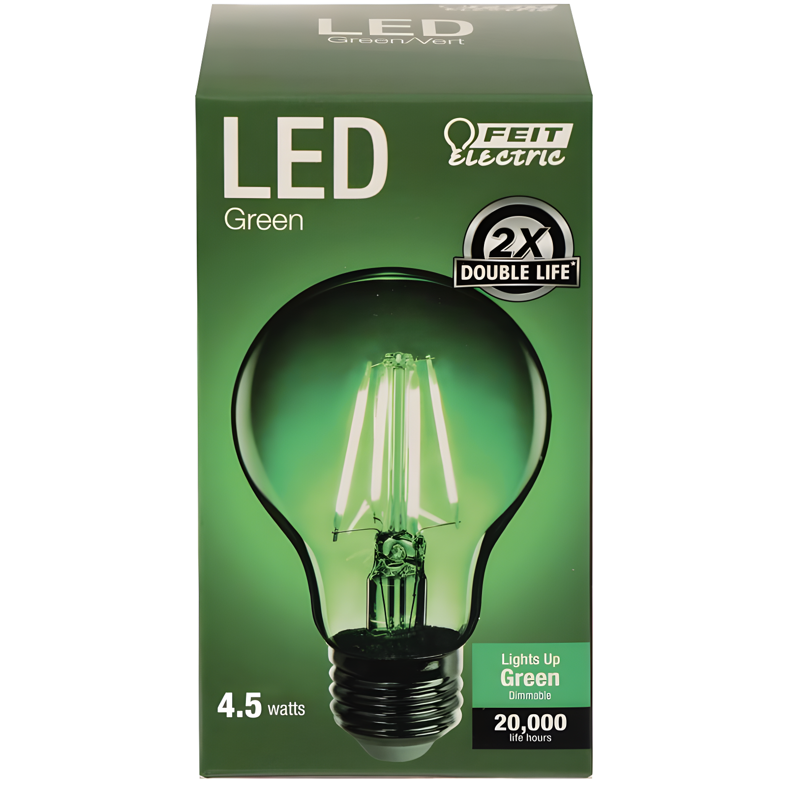 Feit Green Dimmable A19 Filament LED Bulb 4.5W