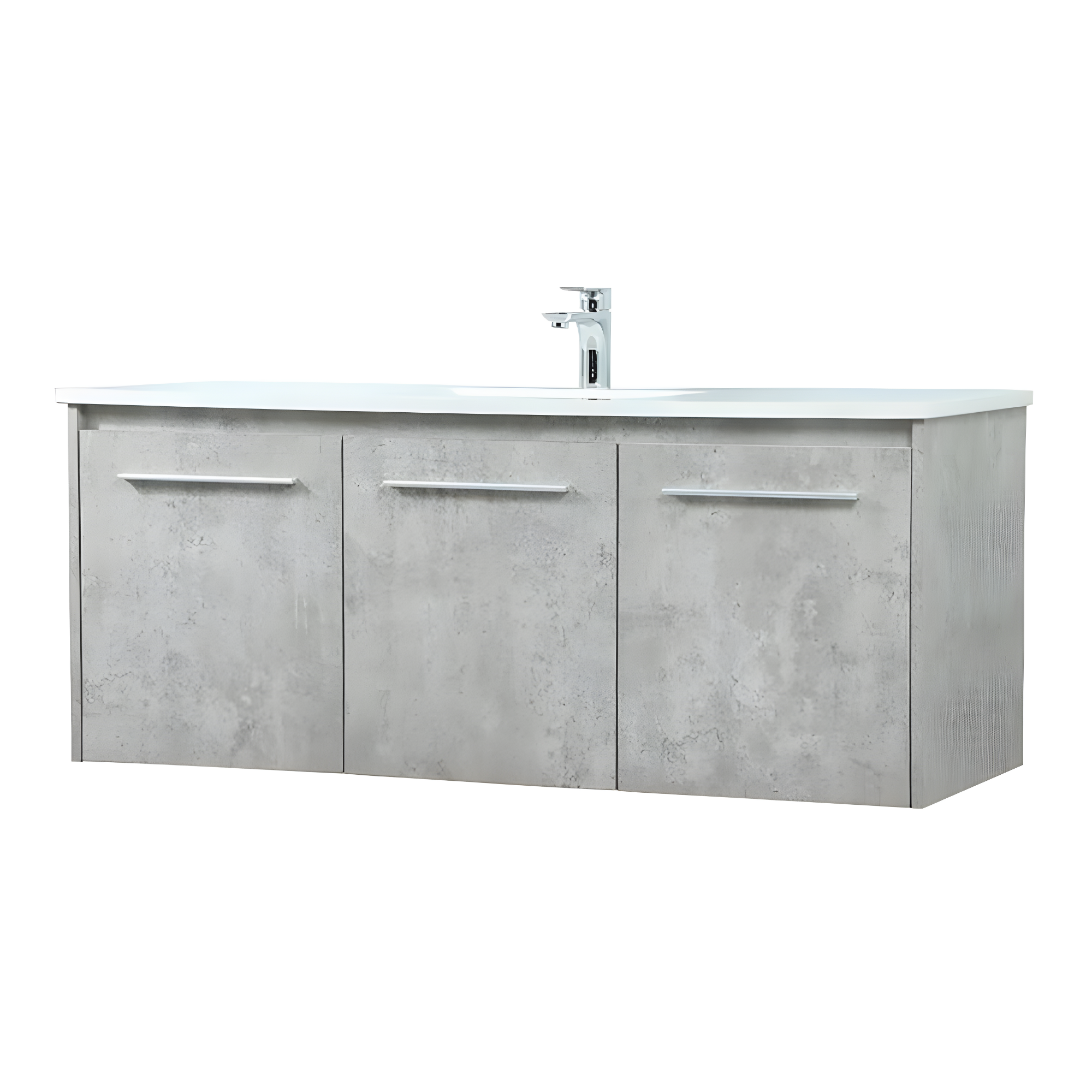 Gray 48" Wall-Mount Single Bathroom Vanity with Quartz Top