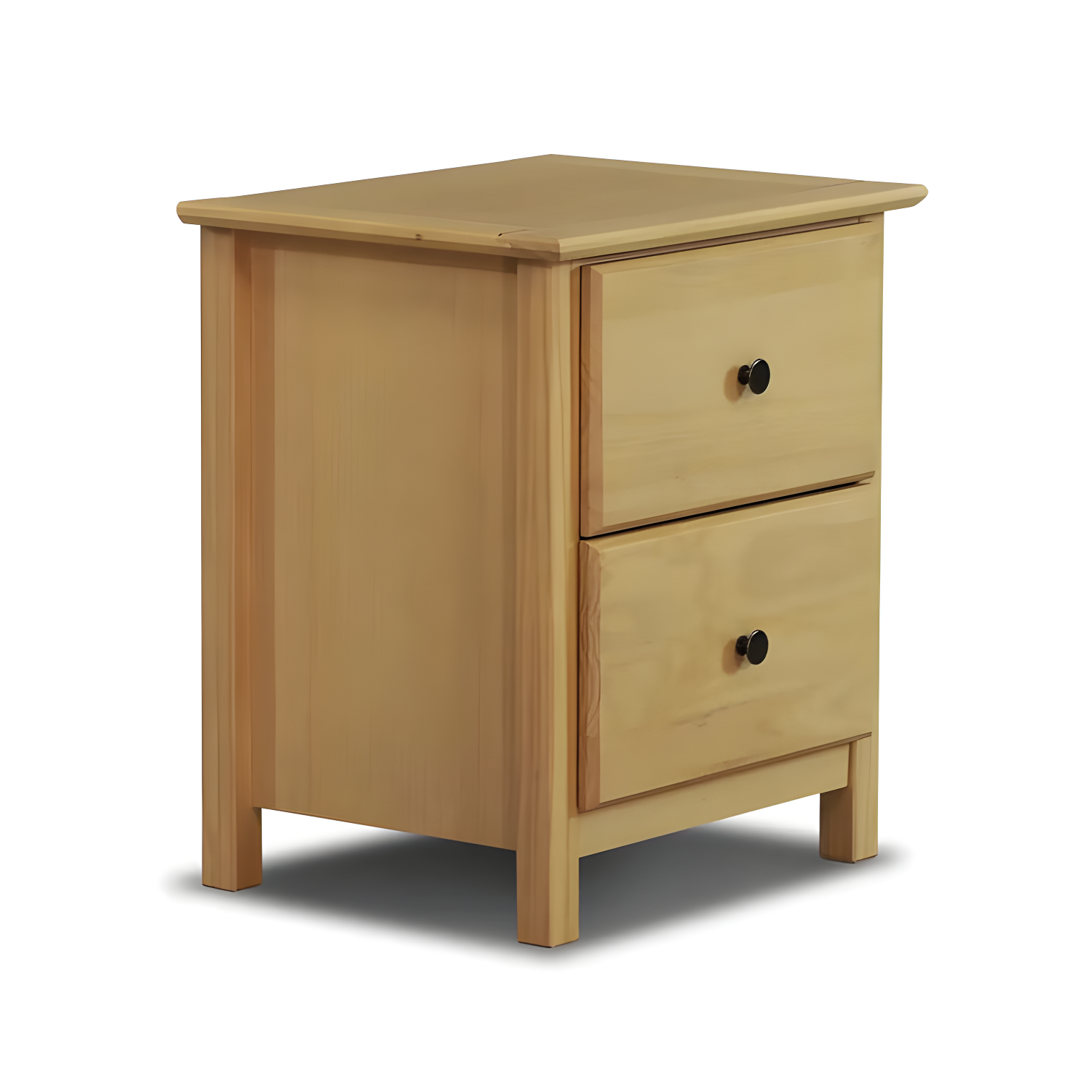 Natural Solid Pine 2-Drawer Shaker Nightstand