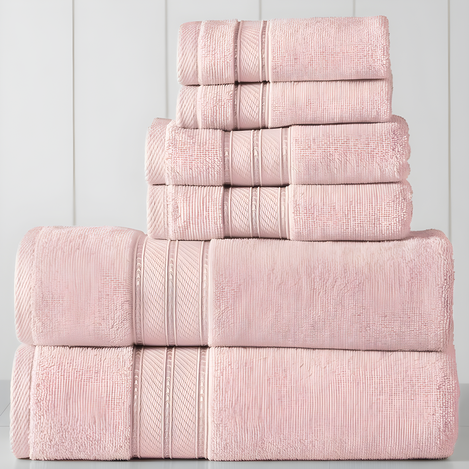 Blush Pink Cotton Hand and Washcloth Towel Set