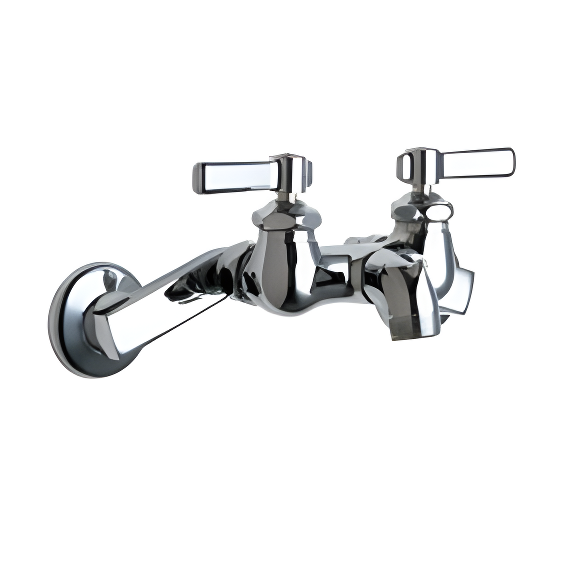 Chicago Chrome Double Handle Wall Mount Garage Faucet