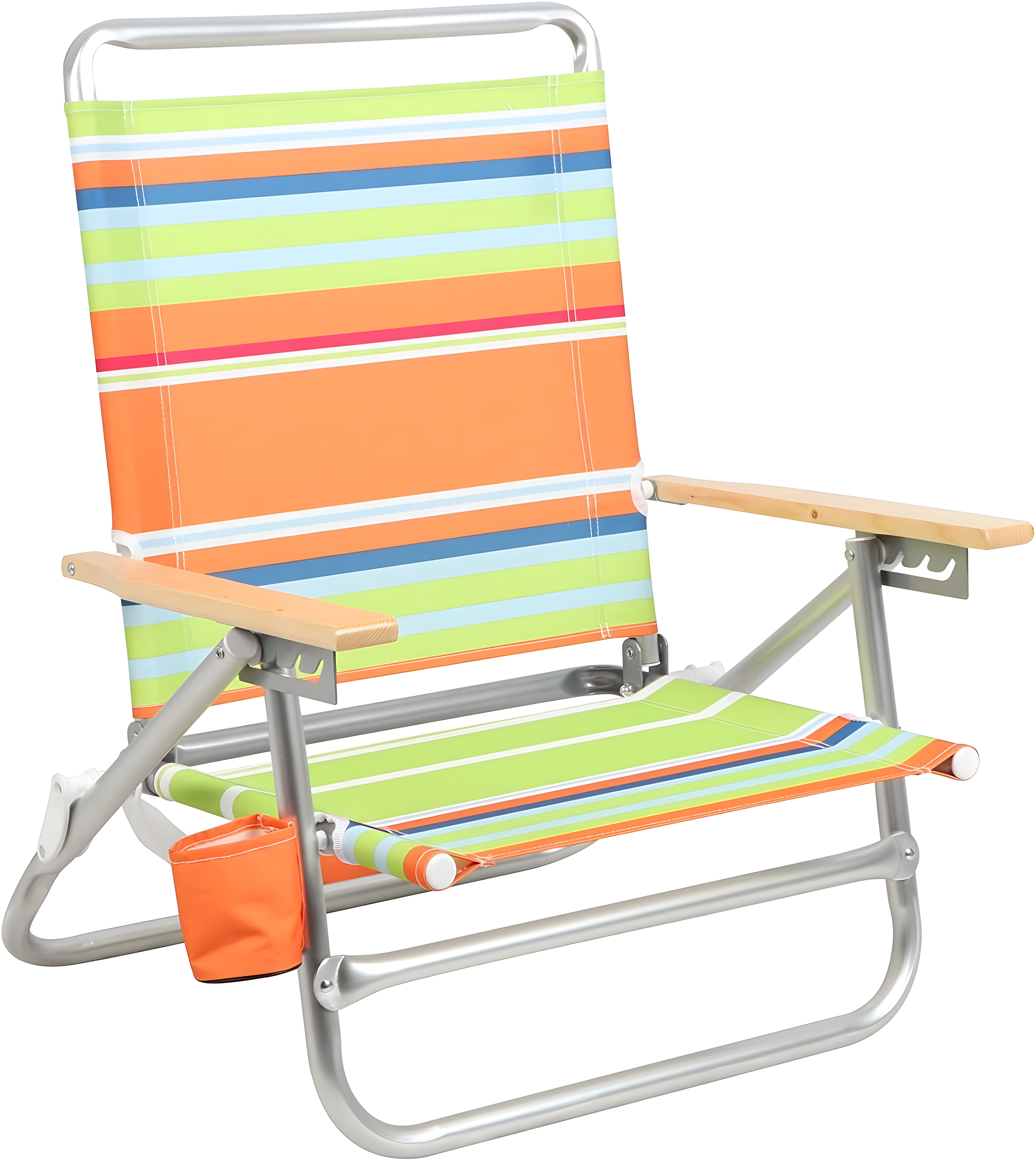 Multicolor Aluminum 4-Position Folding Beach Lounger with Arms